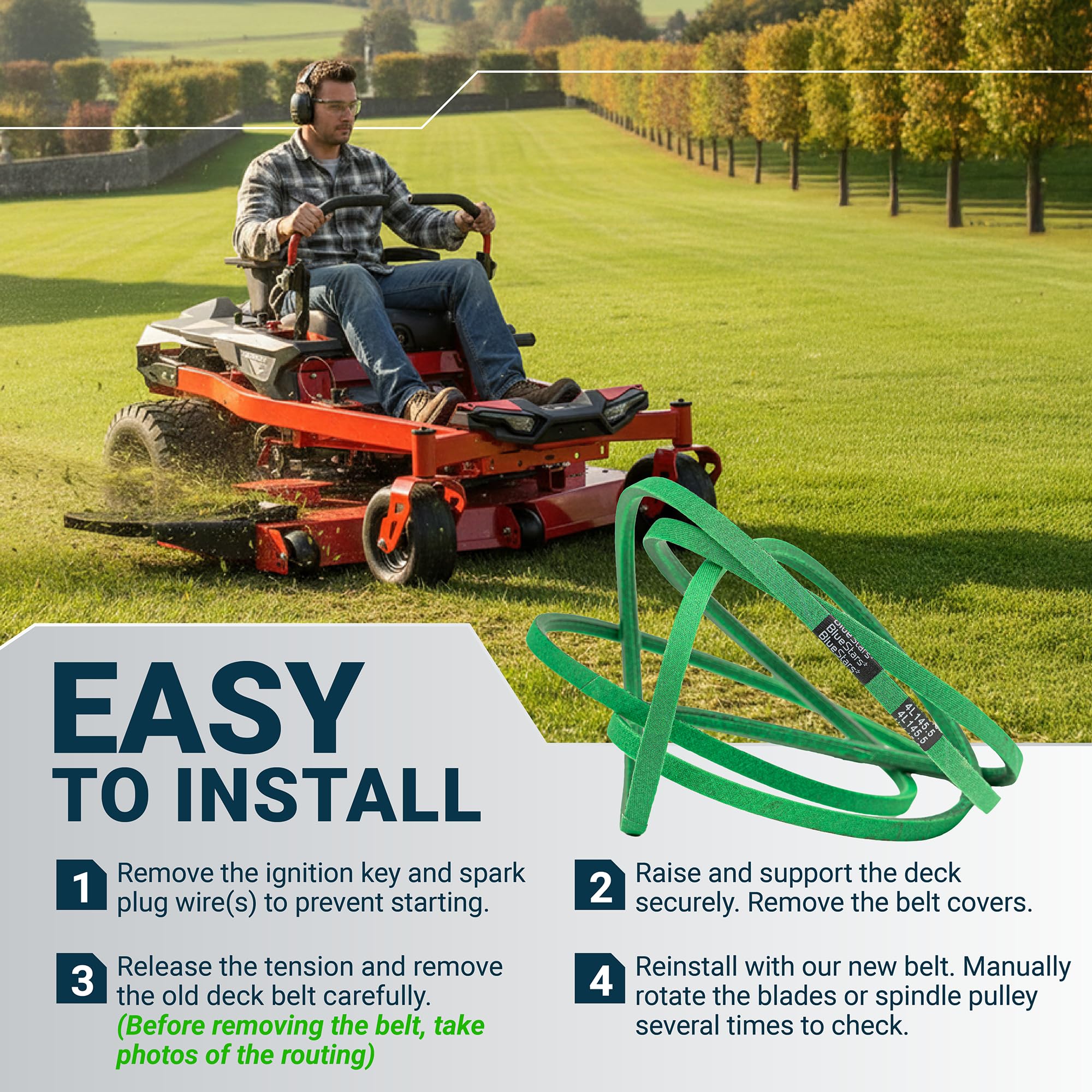 07200023 Deck Belt | Fits 52" Deck Ariens Ikon X, Ikon XD, Zoom, Zoom XL & More | Aramid Cord | 145.5" - Image 9