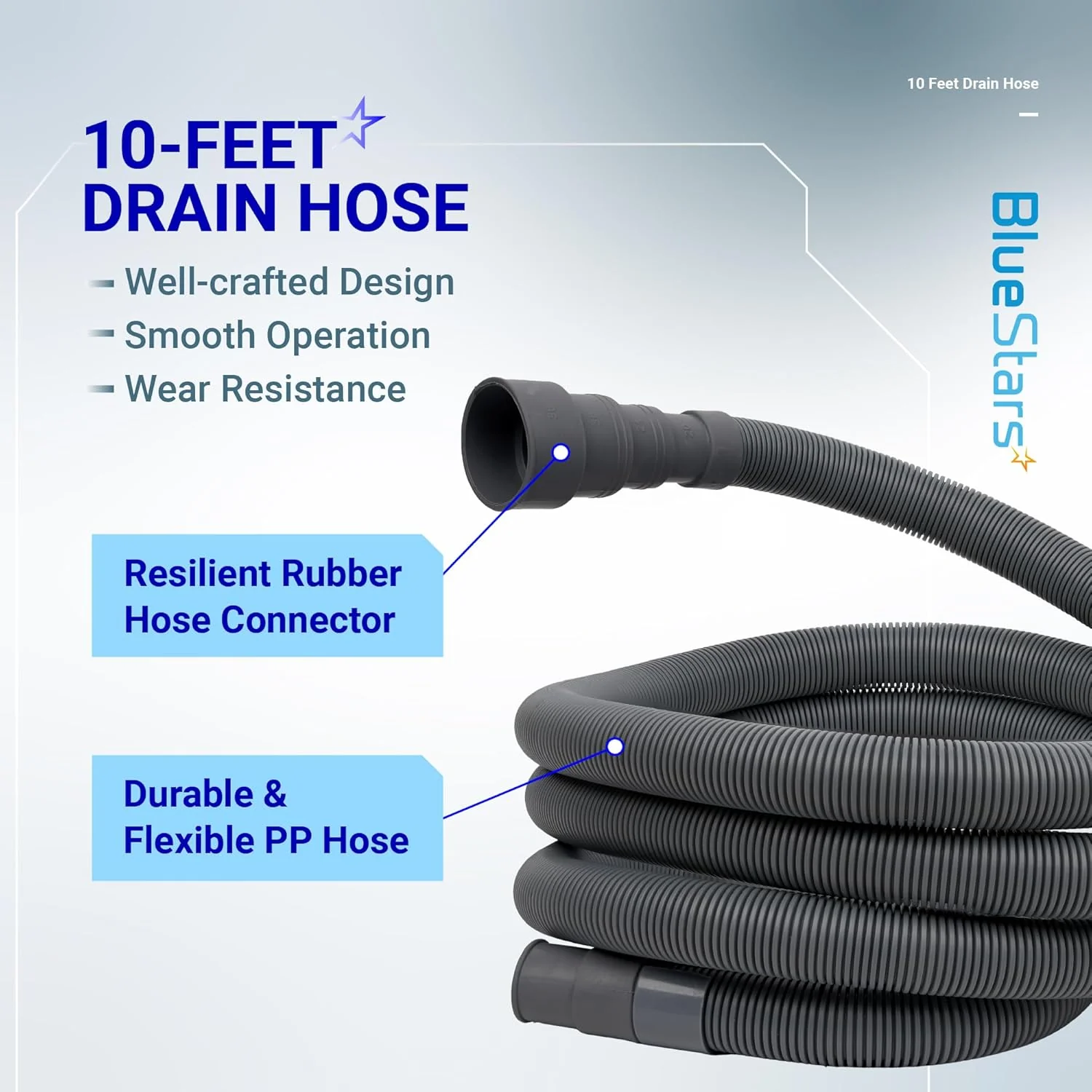 10 FT Dishwasher & Washing Machine Drain Hose - Extension Kit with 1 Extension Adapter, 2 Clamps, 1 U-Bend Hose Holder - Image 4