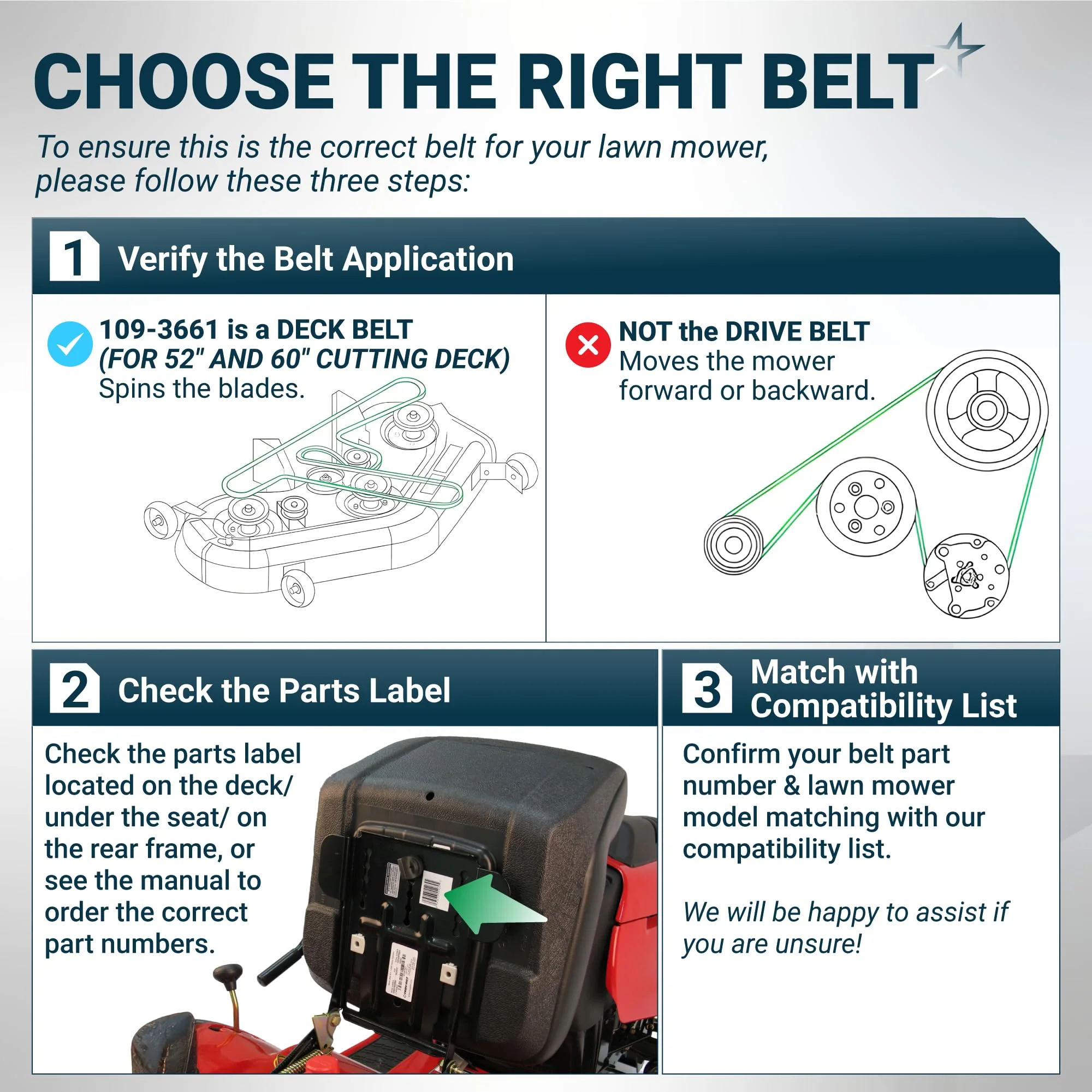 [Grip120] 109-3661 Deck Belt | Fits 52" Deck Toro TimeCutter MX6050 75760, Exmark Quest 74777, Titan Z5200 | 154" - Image 7