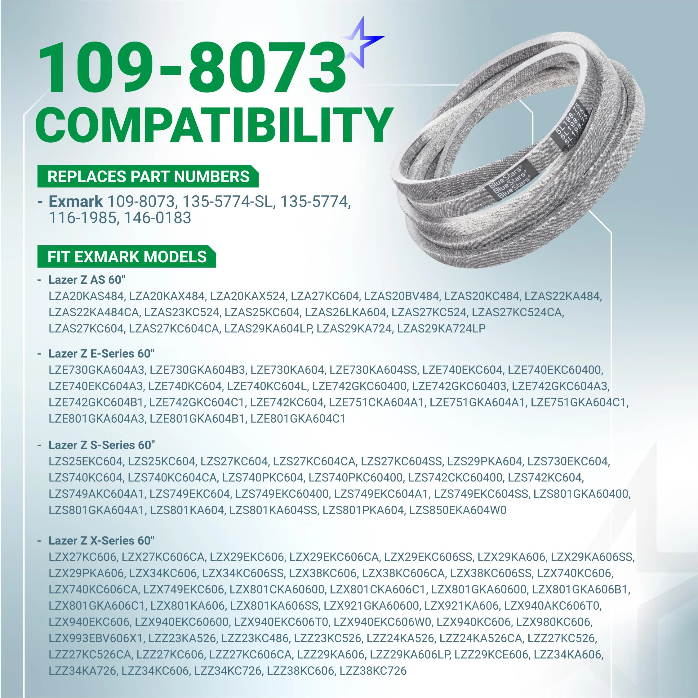109-8073, 539117245 Deck Belt | Fits 60" Deck Exmark Lazer Z X-Series & More | Aramid Cord | 198.75" - Image 3
