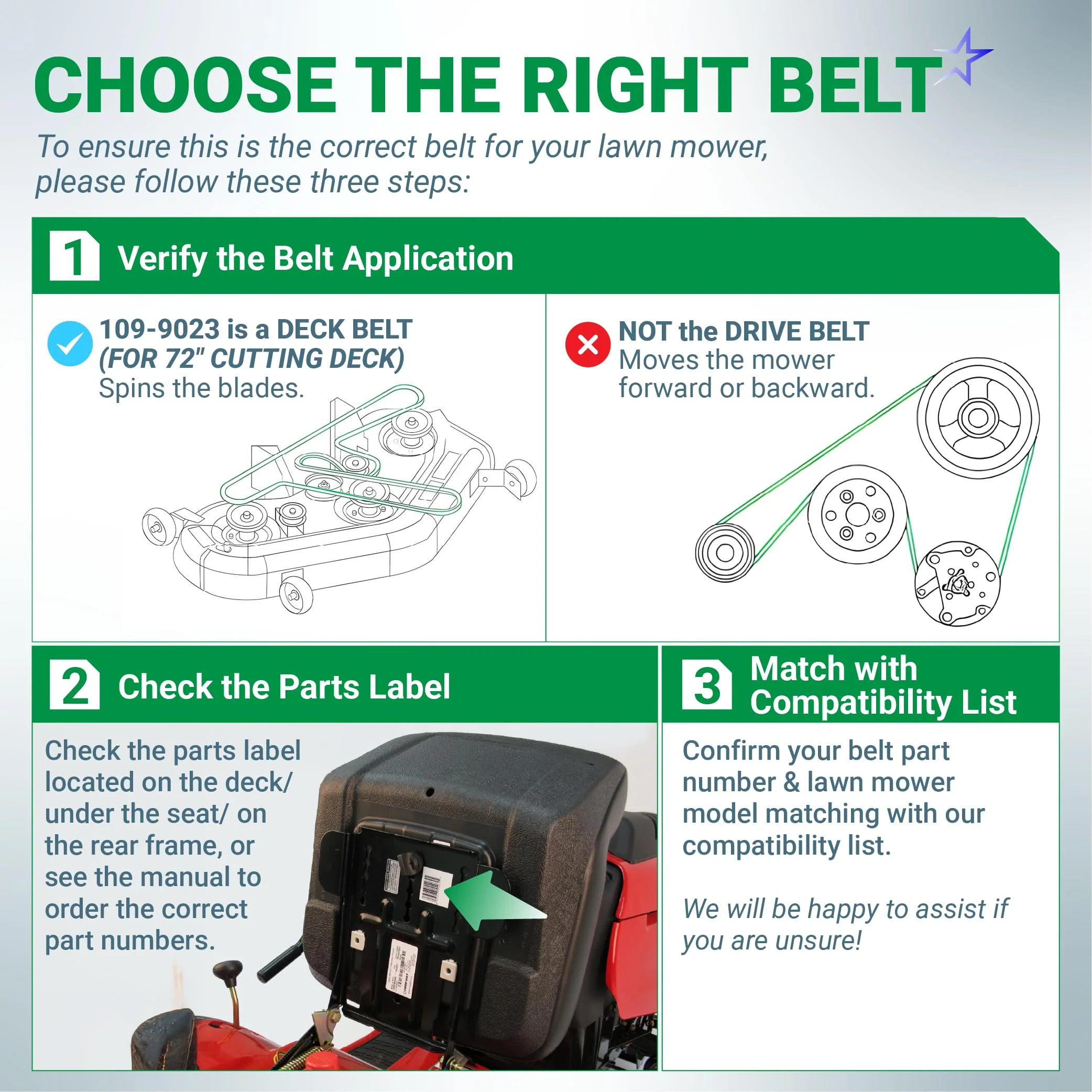 109-9023, 135-5777-SL Deck Belt | Fits 72" Deck Exmark Lazer Z X, Next Lazer Z Series & More | Aramid Cord | 219" - Image 4