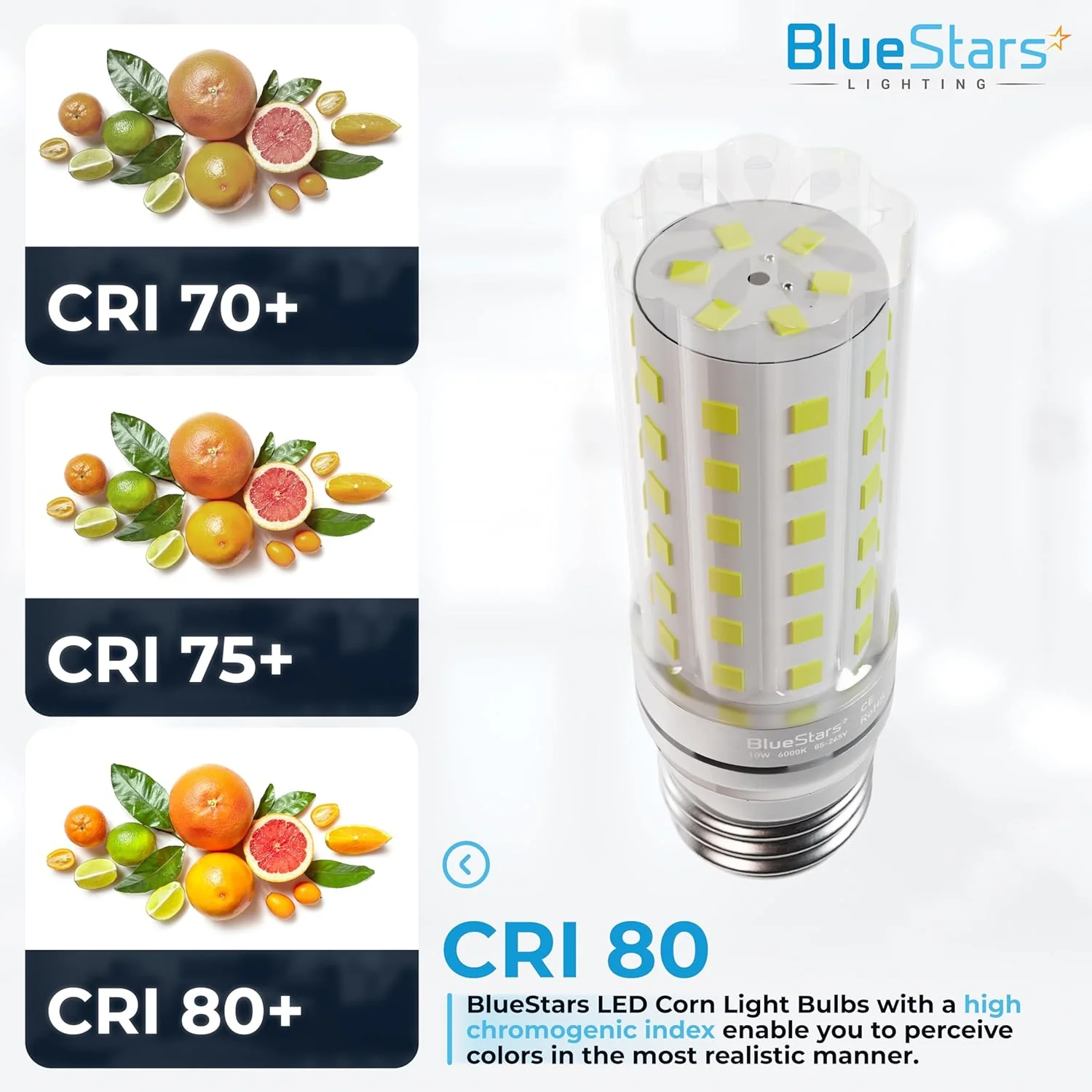10W (100 Watt Equivalent) 1100 Lumens, 6000K Cool White, E26/E27 Medium Base, Non-Dimmable Tubular LED Corn Light Bulbs - 4 Pack - Image 5
