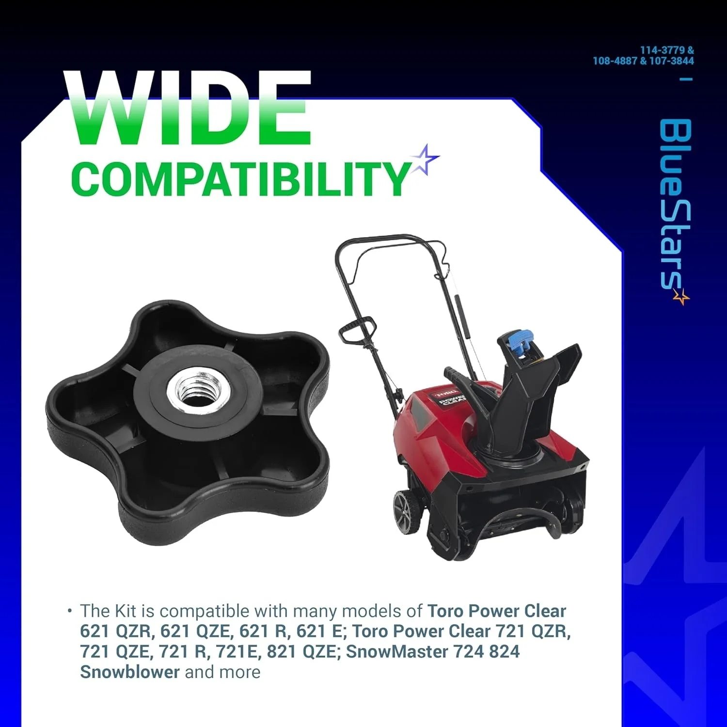 114-3779 Handle Knob & 108-4887 Handle Lock & 107-3844 Washer Kit for Toro 21" Power Clear - 24" SnowMaster 724 824 Snow Blower - Image 5