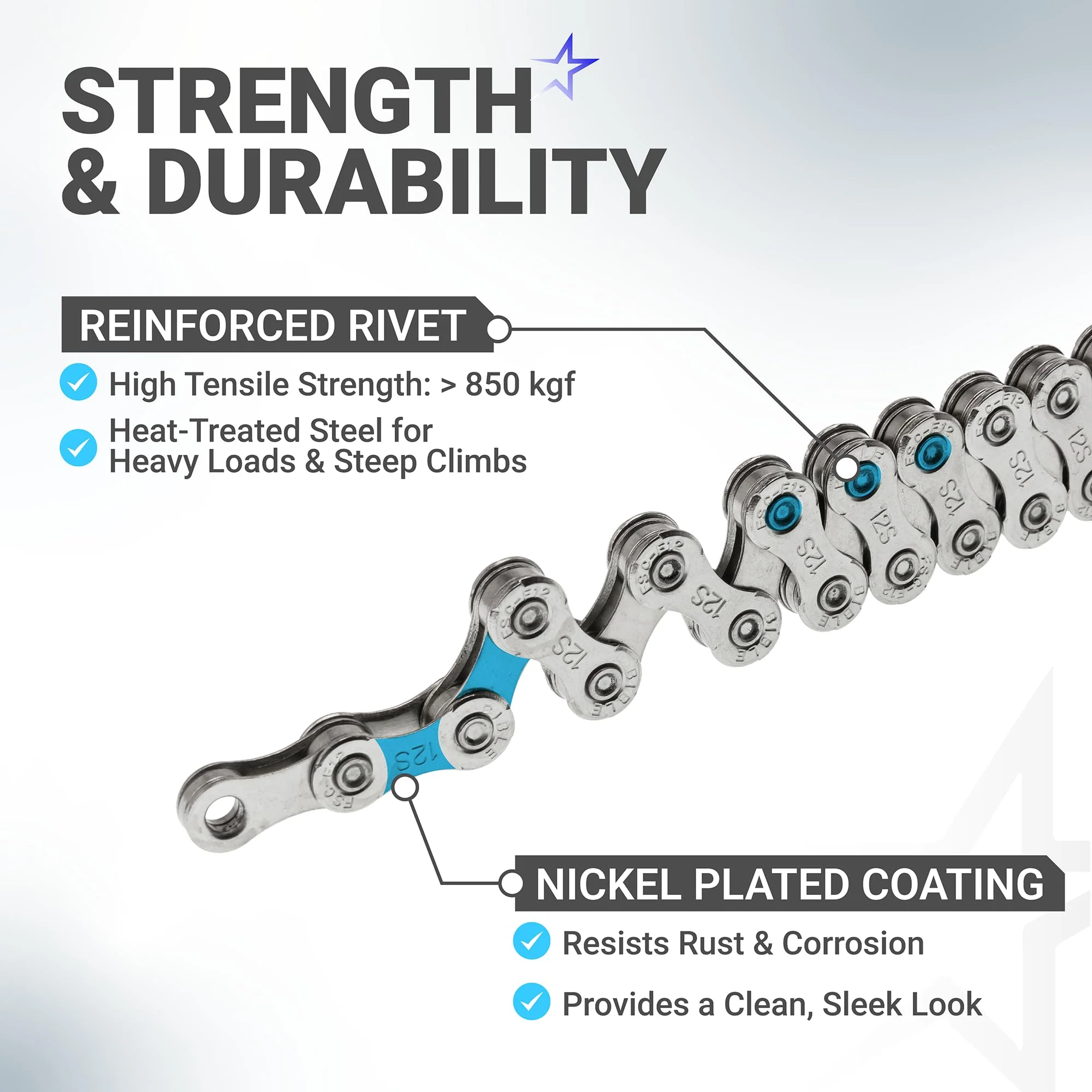 12 Speed Bike Chain 1/2 x 11/128 Inch (126 Links) with Quick Link for MTB/Road/Gravel/Cyclocross Bikes - Fits Shimano SRAM Campagnolo - Image 4