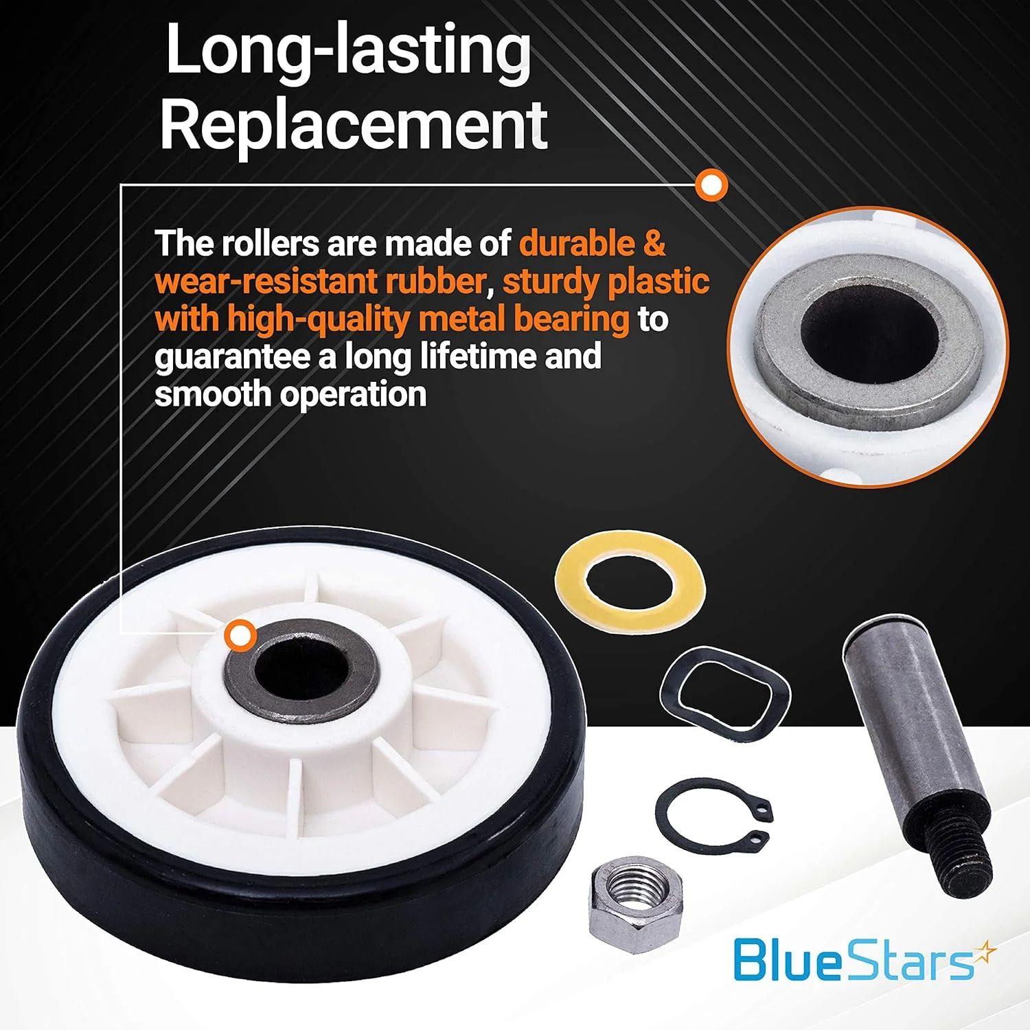 12001541 303373 Dryer Drum Roller Kit & 6-3700340 Dryer Idler Pulley & WP33002535 Dryer Drum Belt - Dryer Repair Kit - Image 6