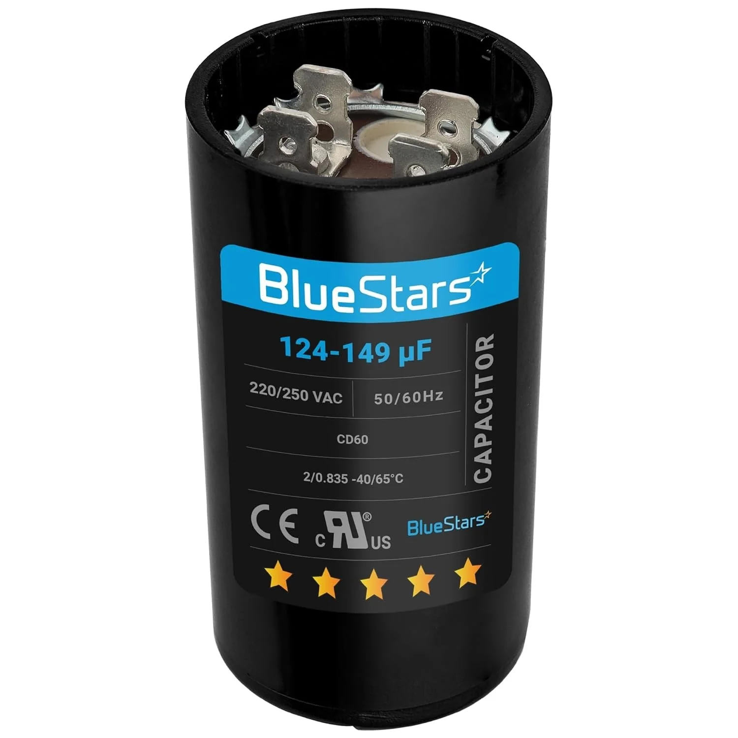 124-149 uF MFD 220-250 VAC Round Start Capacitor - Fits AC Motor Run, Fan Start, Heat Pump