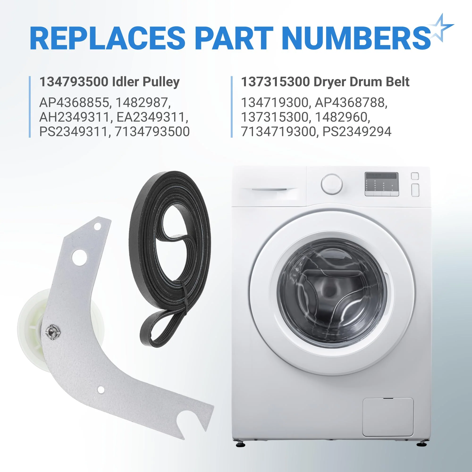 134793511 Dryer Idler Pulley & 137315300 Drive Belt for Frigidaire Electrolux Crosley Kenmore White-Westinghouse Dryers - Image 4