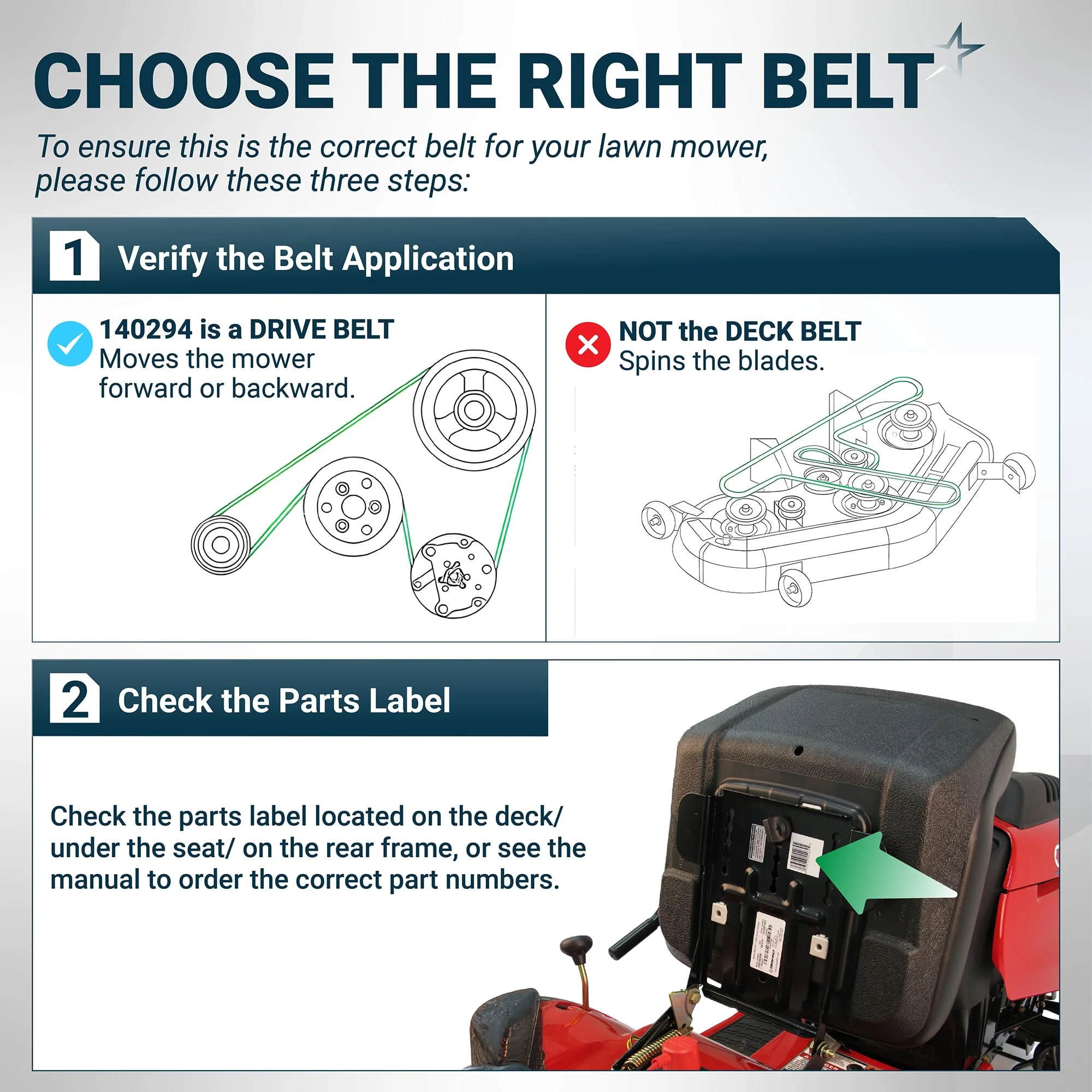 140294 Ground Drive Belt - Fits AYP Husqvarna Craftsman LTH1542 LTH130 YTH150 - 1/2" x 82.5" - Image 7