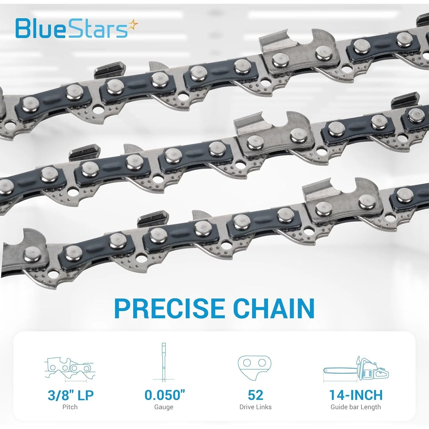 14" Chainsaw Chain (3/8" LP Pitch 0.050" Gauge 52 Drive Links) for Husqvarna Echo CS-310 Ryobi EGO WORX POULAN - 3 Pack - Image 3
