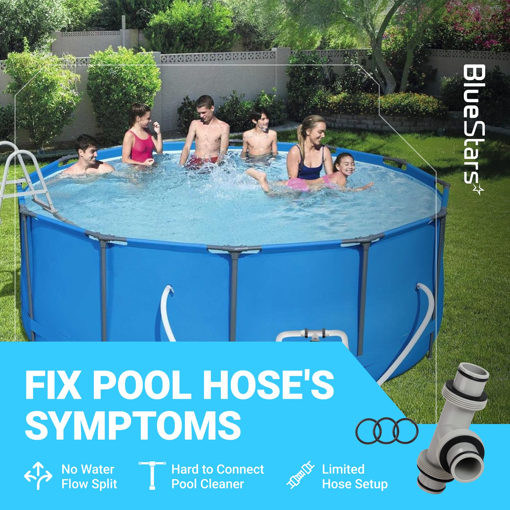 1.5" to 1.5" T-Joint Pool Hose Connector with 3 Rubber O-Rings - 3-Way Filter Pump Hose Adapter for Intex Hayward Coleman Above Ground Swimming Pool - Image 9