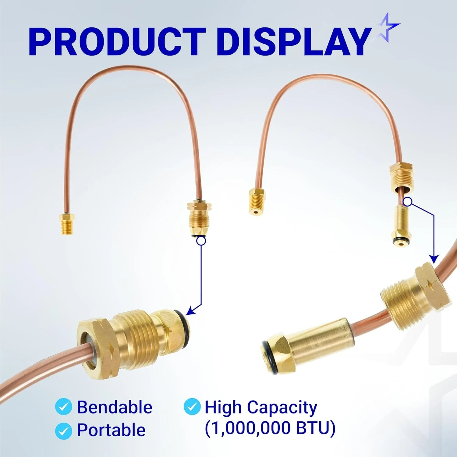 15-inch Propane Regulator Copper Pigtail Hose - POL x 1/4" NPT Male Pipe Thread - Image 4