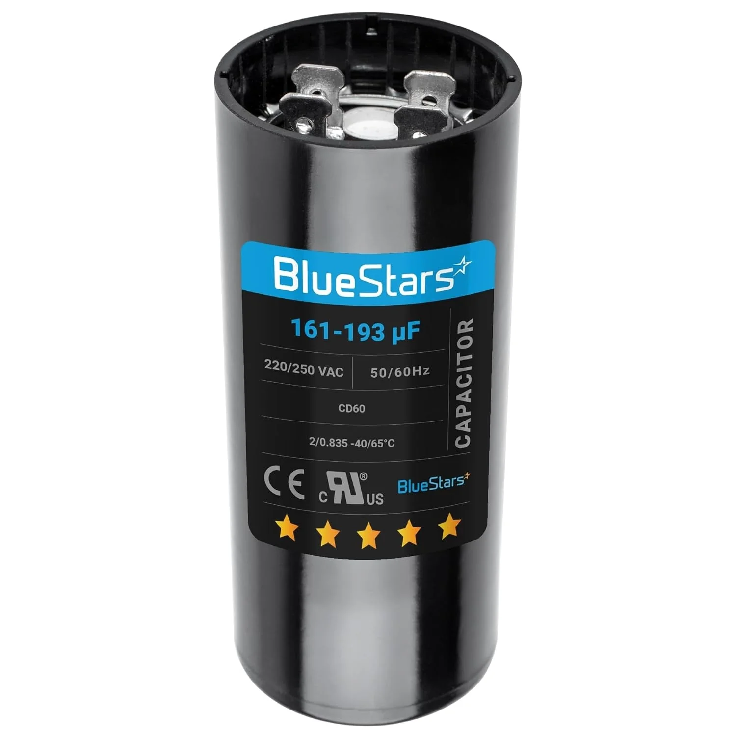 161-193 uF MFD 220-250 VAC 50/60 Hz Round Start Capacitor - Universal Fits Air Conditioners