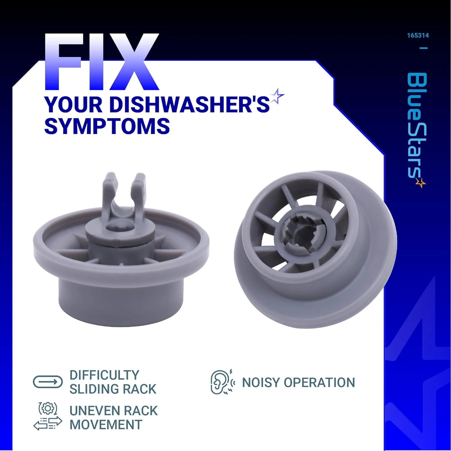 165314 Dishwasher Lower Rack Wheel - For Bosch & Kenmore Dishwashers - 8 Pack - Image 6