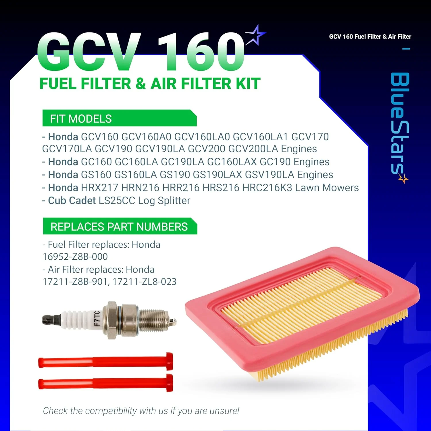 GCV160 Fuel Filter Air Filter - Fits Honda GCV160 GCV170 GCV190 GCV200 Engine Air Filter - Image 4