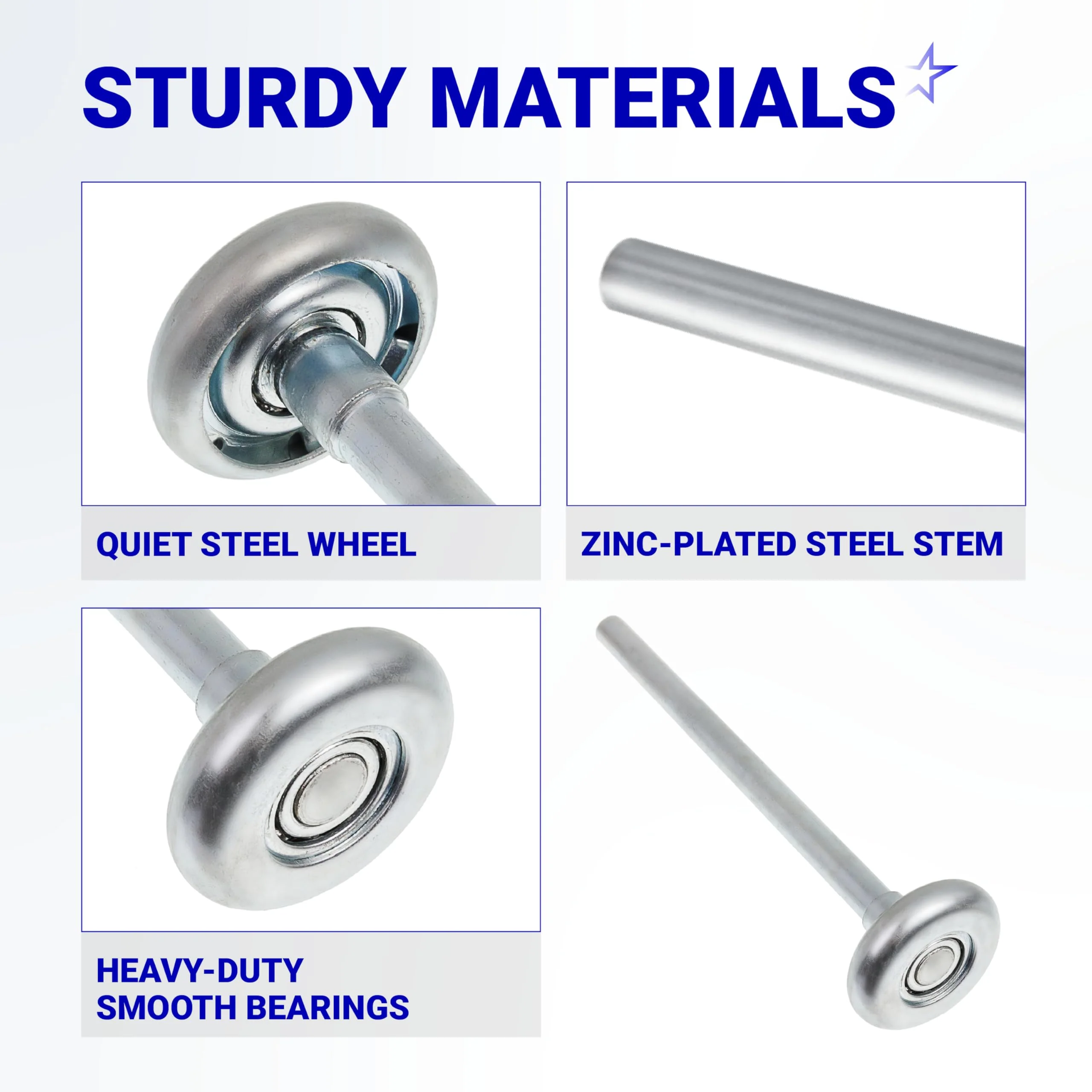 1.8" Steel Garage Door Rollers with 7" Stem for Standard 2" Track Garage Doors (Silver) - 2 Pack - Image 4
