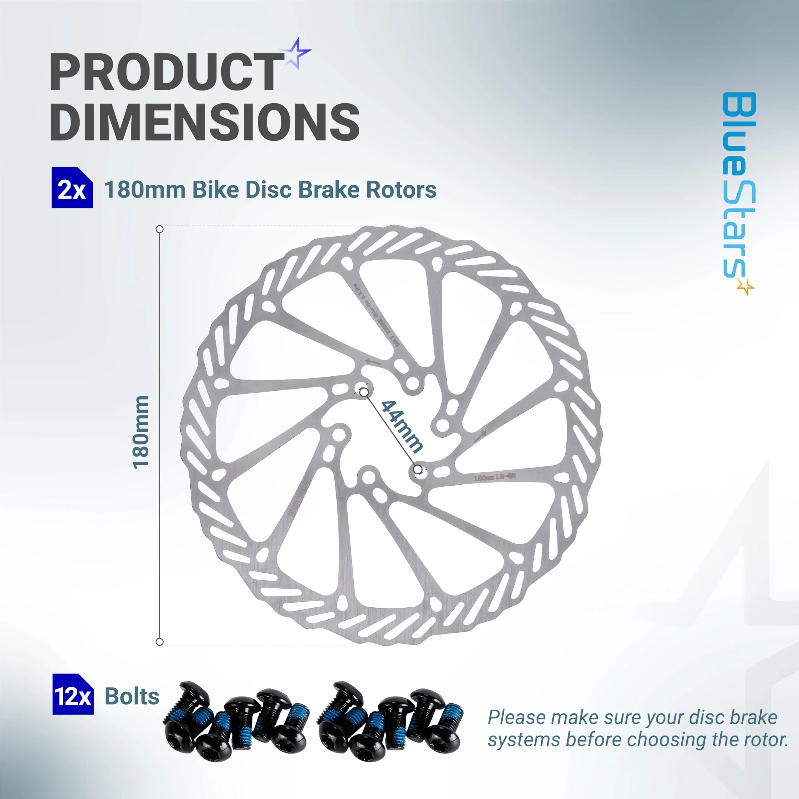 180mm Disc Brake Rotor Stainless Steel Bike Disc Brake Rotor with 6 Bolts - ForRoad Bike Mountain Bike MTB BMX - 2 Pack - Image 2
