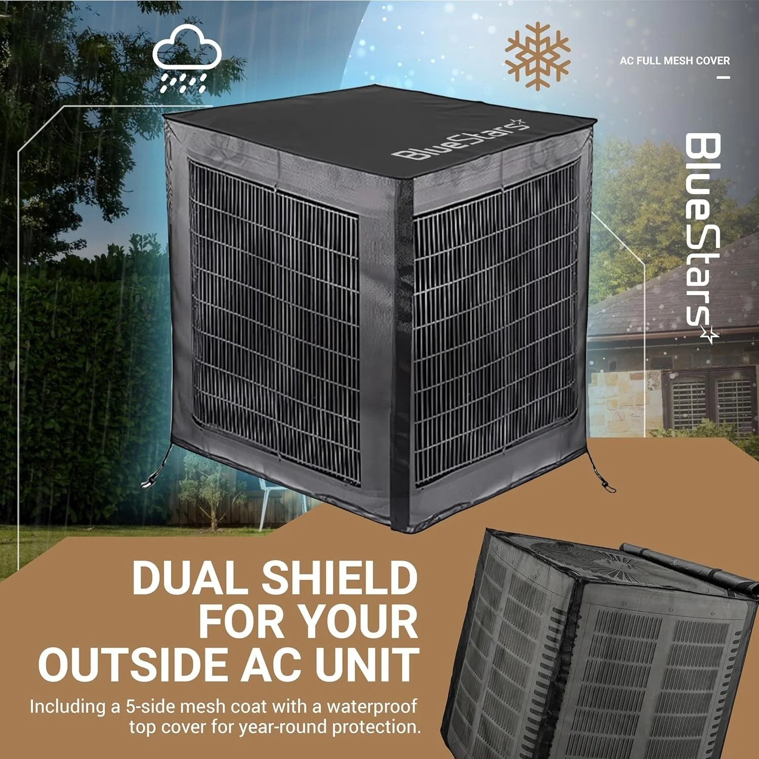 2 in 1 Central Air Conditioner Cover for Outside Units - 36"x36"x40" - Image 4