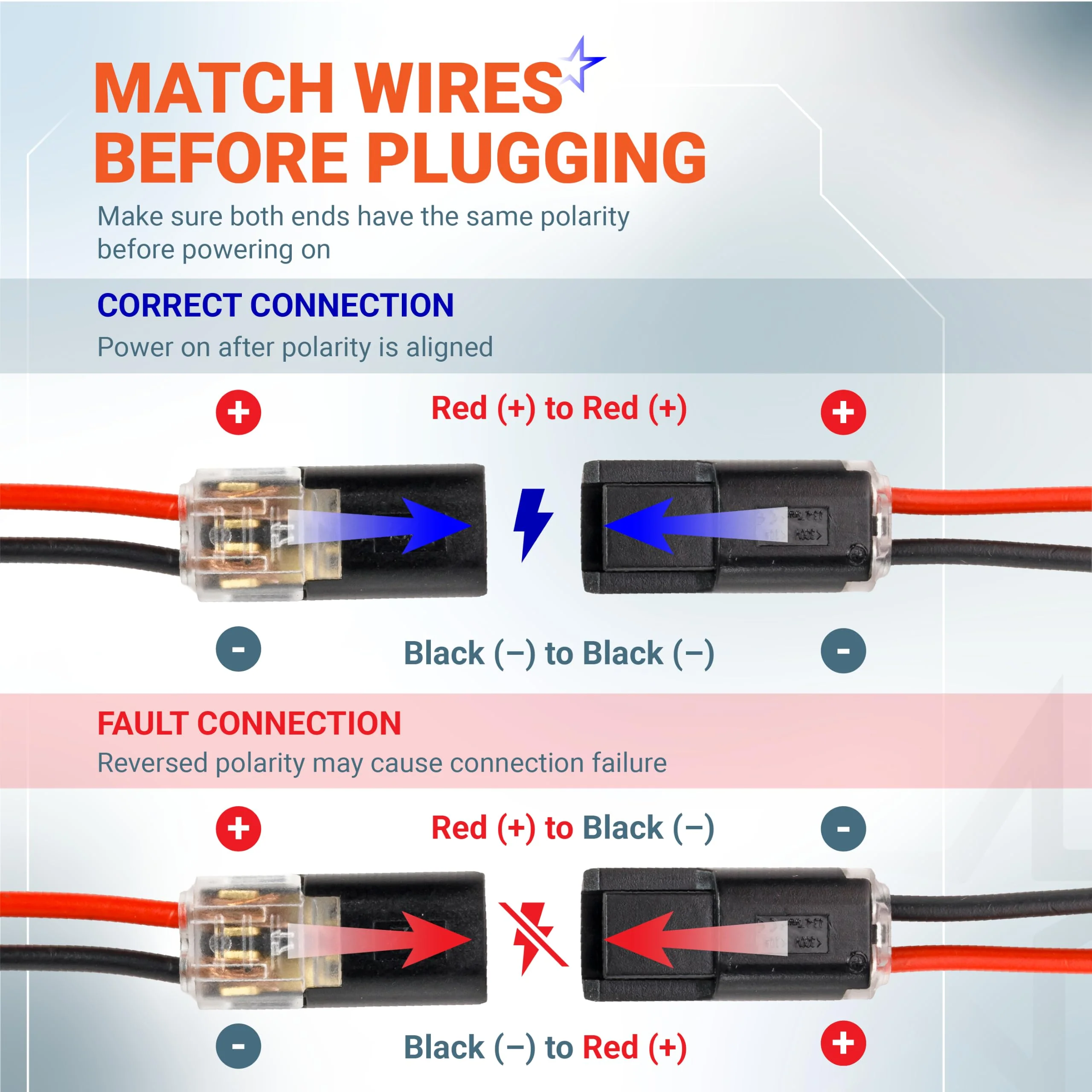 2 Pin Double Wire Plug-in Connectors with Locking Buckle, 18-22 AWG Low Voltage Quick Wire Splice Connectors - 10 Pack - Image 10