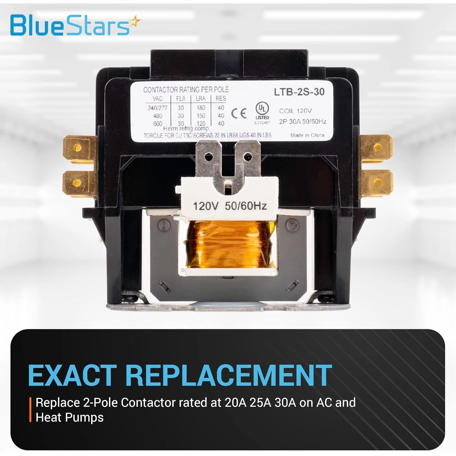 2 Pole Contactor 30 Amp 120VAC Coil - Fits C230B, TJT30A120V2P, 17325, PC230A, H230A, 90-244 - Image 3