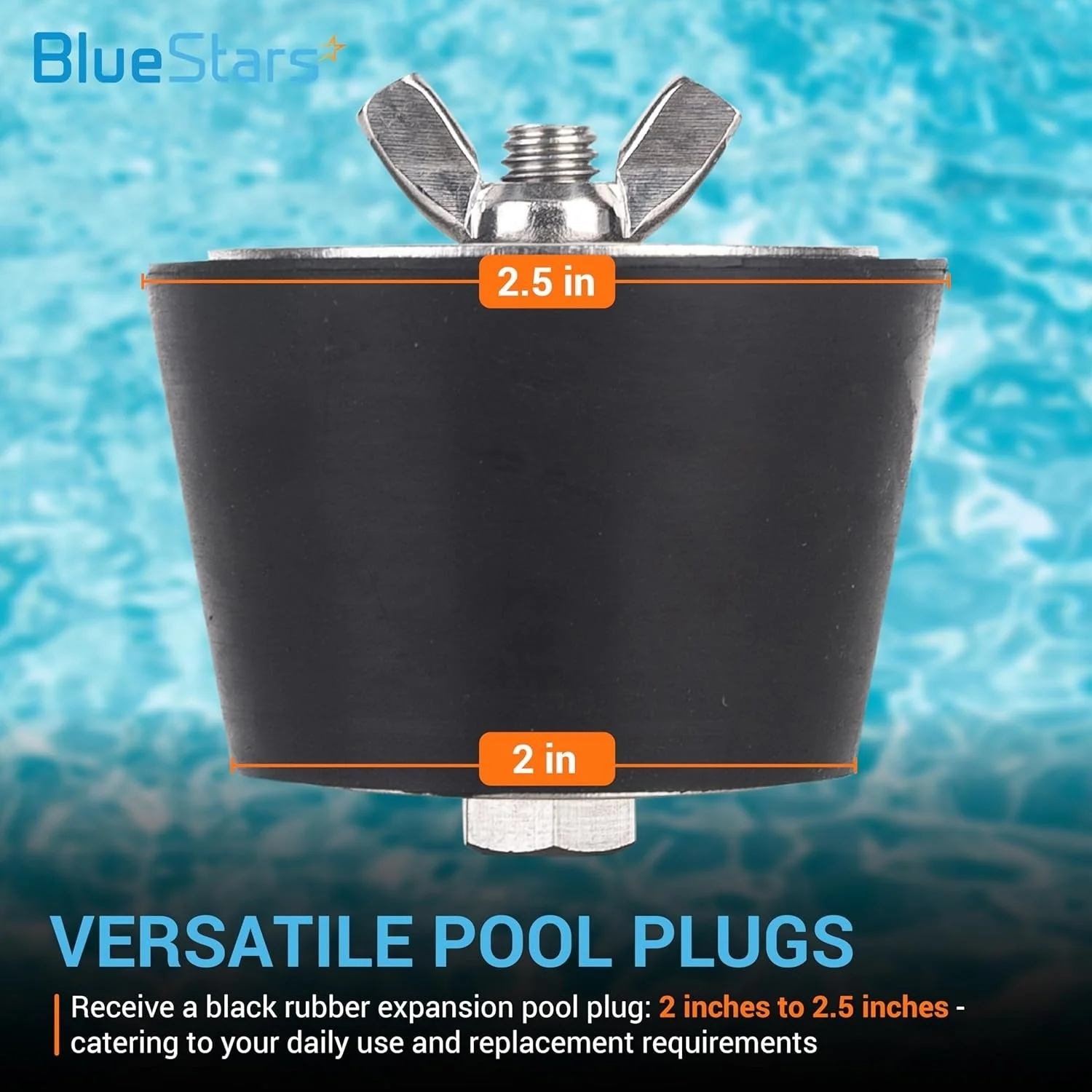 Pool Winterizing Plug 2" to 2.5" - Swimming Pool Rubber Expansion Plug with Screws, Return Line & Skimmer Plugs for Inground & Above-Ground Pools - Image 3