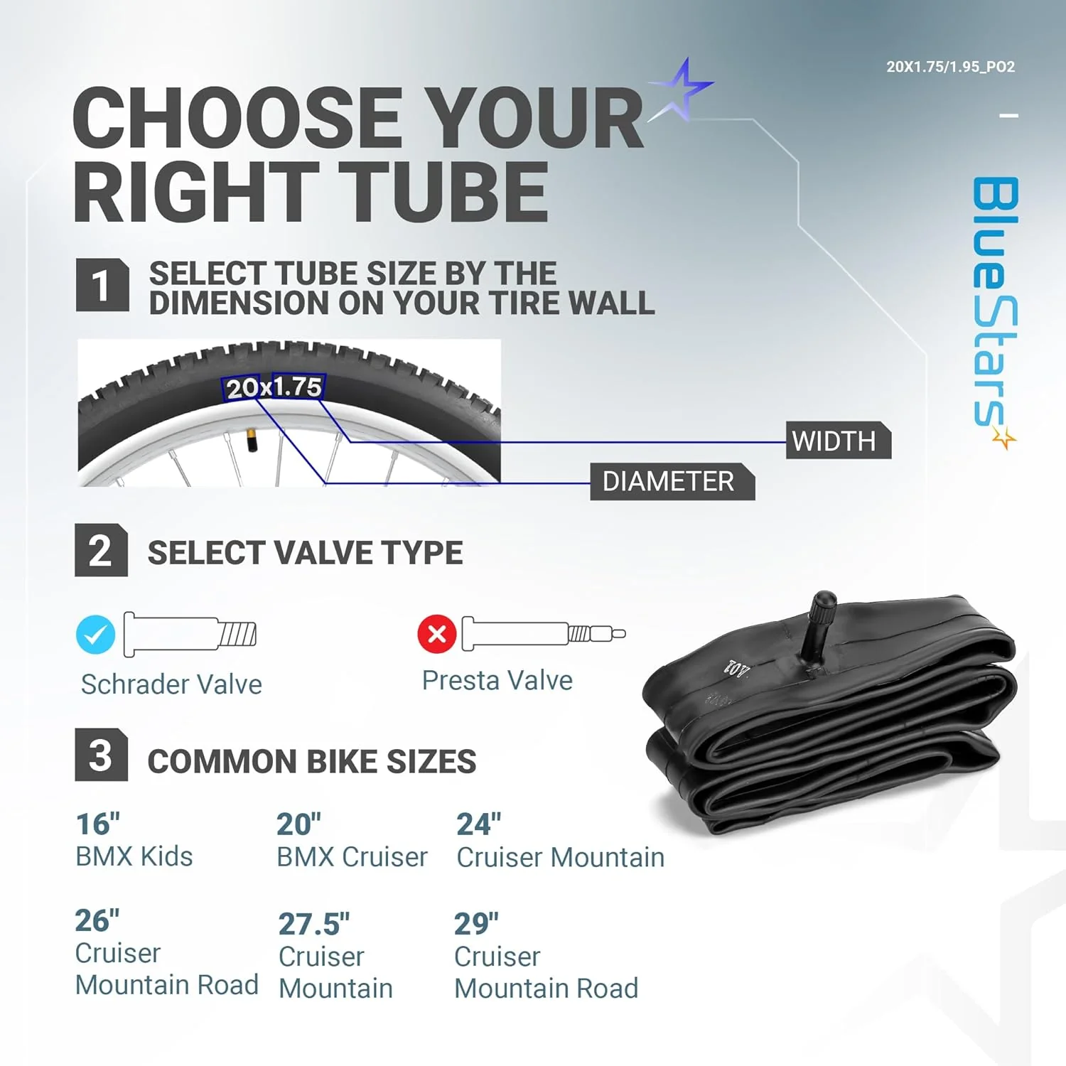 20 X 1.75/1.95/2.10/2.125 inch Bicycle Tire Inner Tubes - 2 Pack - Image 8
