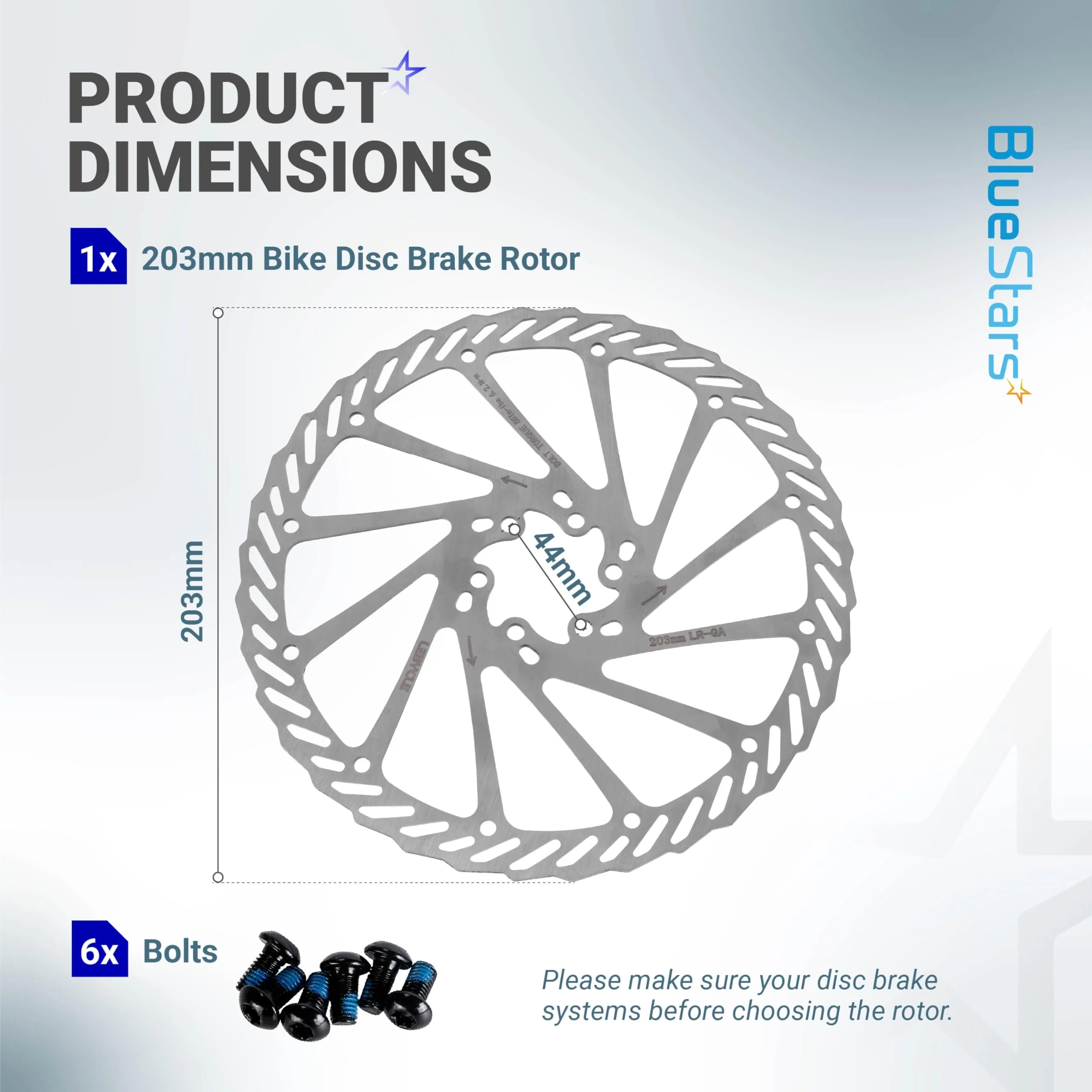 203mm Disc Brake Rotor Stainless Steel Bike Disc Brake Rotor with 6 Bolts - ForRoad Bike Mountain Bike MTB BMX - Image 2