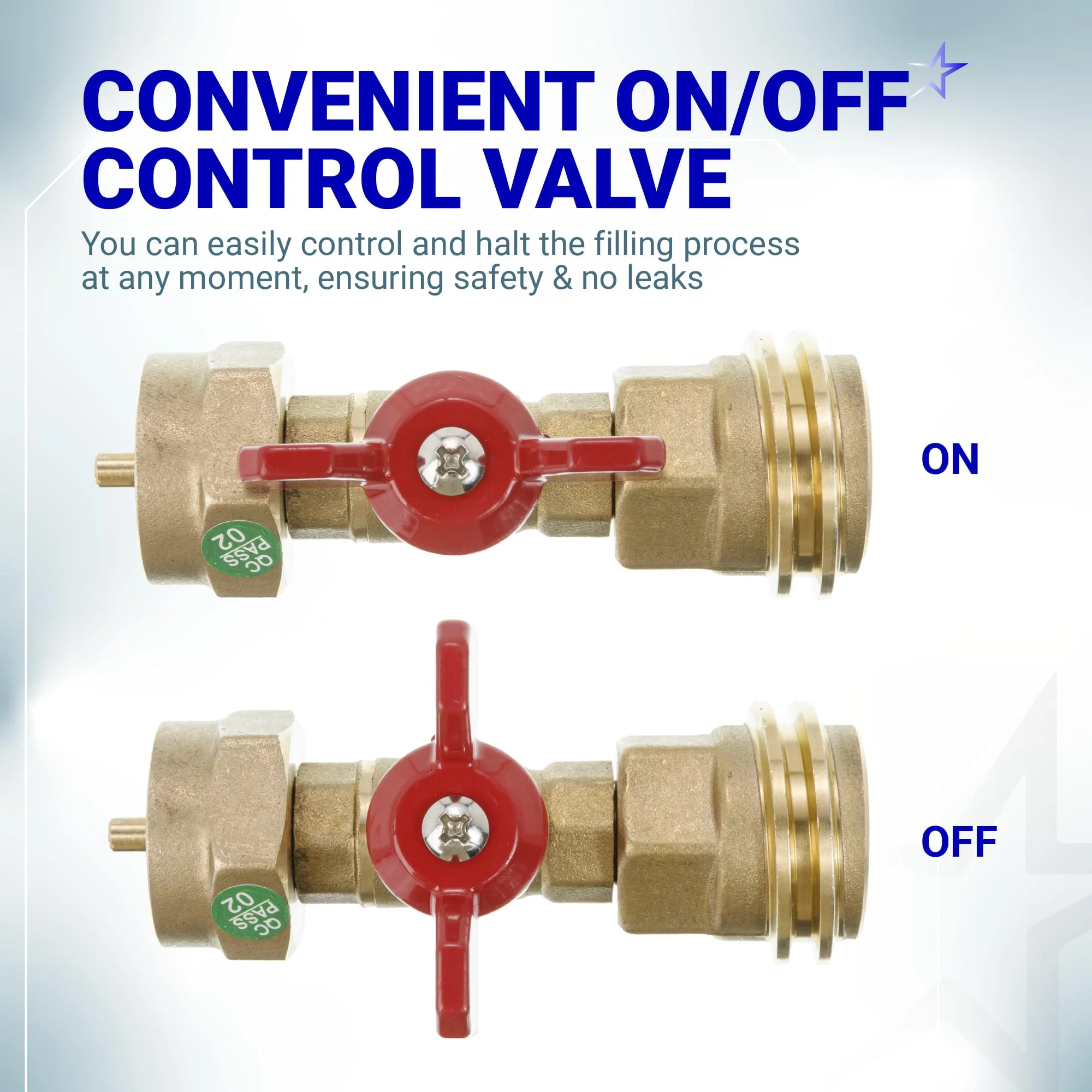 20lb to 1lb Propane Tank Adapter with Valve - Fit 1lb / 16.4oz Disposable Throwaway Cylinder, Convert CGA600 to QCC1 Male Thread/POL Female Thread - Image 4