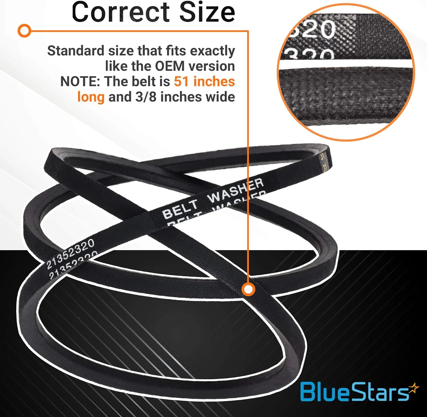 21352320 51-1/8" Washer Drive Belt for Whirlpool Maytag Washers - Replaces 21001478 WP21352320 - Image 5