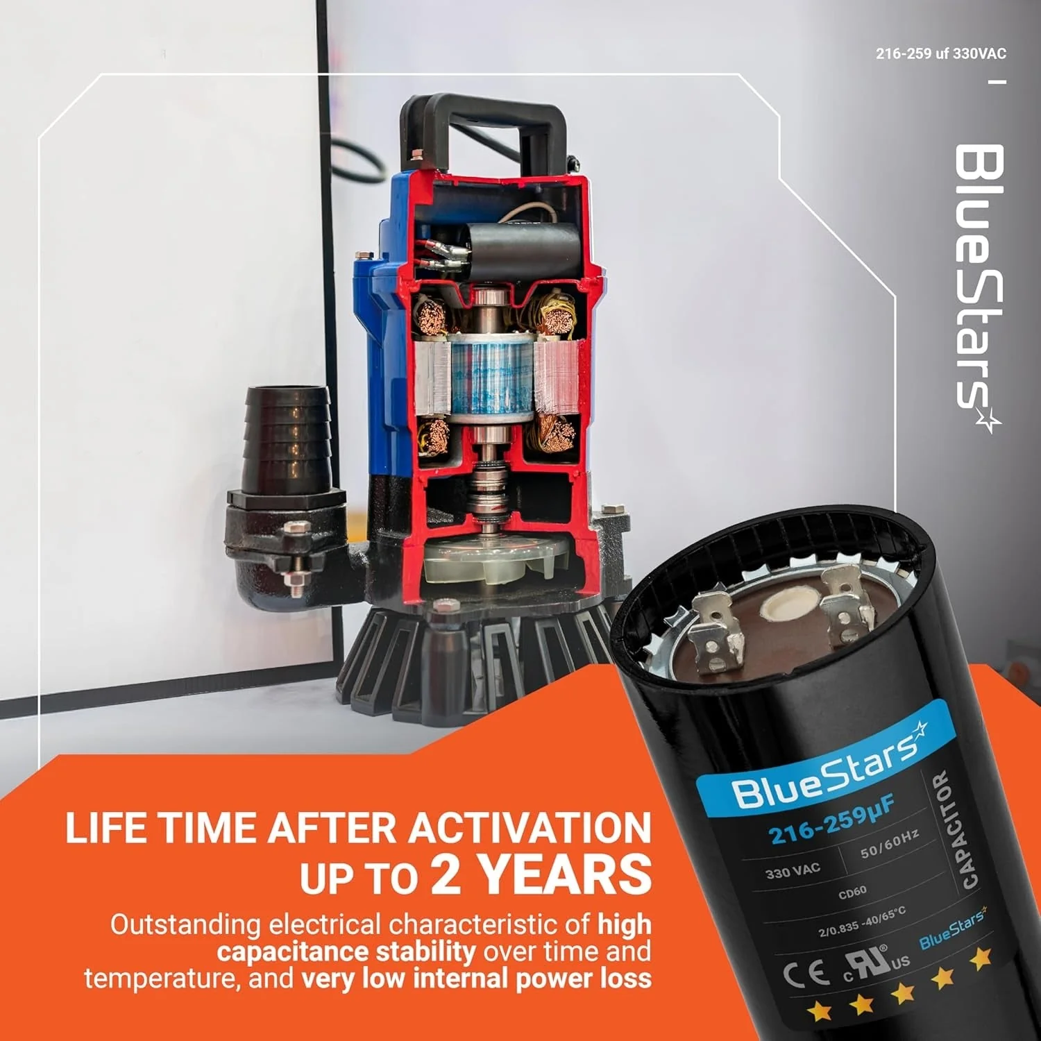 216-259 uF MFD 330 VAC Round Start Capacitor - Fits AC Motor Run, Fan Start, Heat Pump - Image 11