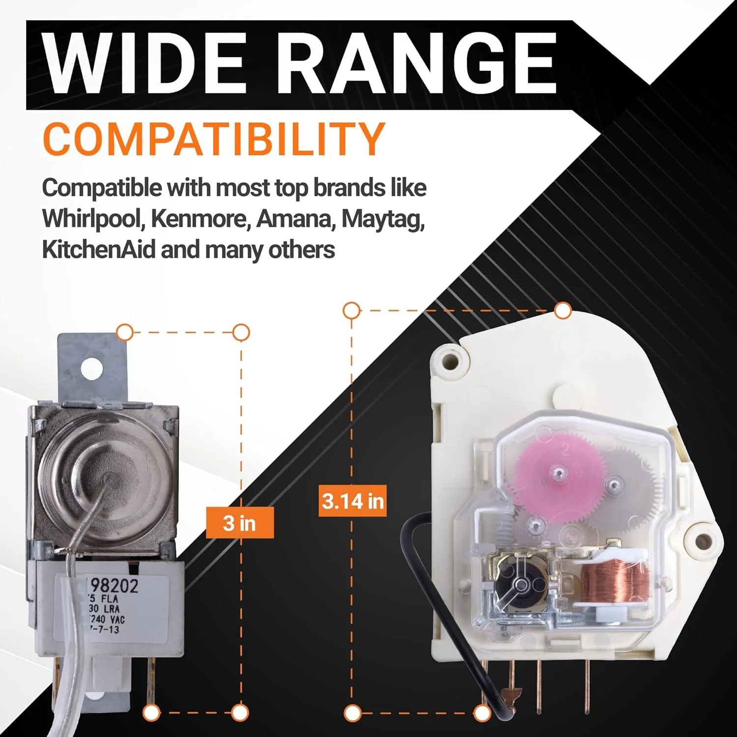 2198202 Refrigerator Cold Control Thermostat & W10822278 Refrigerator Defrost Timer for Whirlpool Kenmore Refrigerators - Image 4