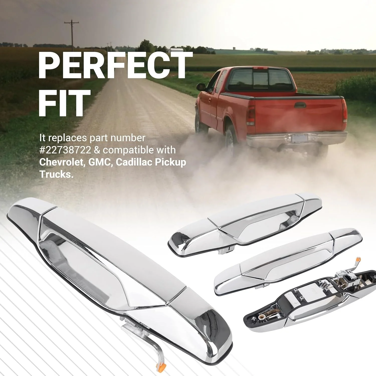 22738722 Front Right Passenger Side Exterior Chrome Door Handle - Image 5