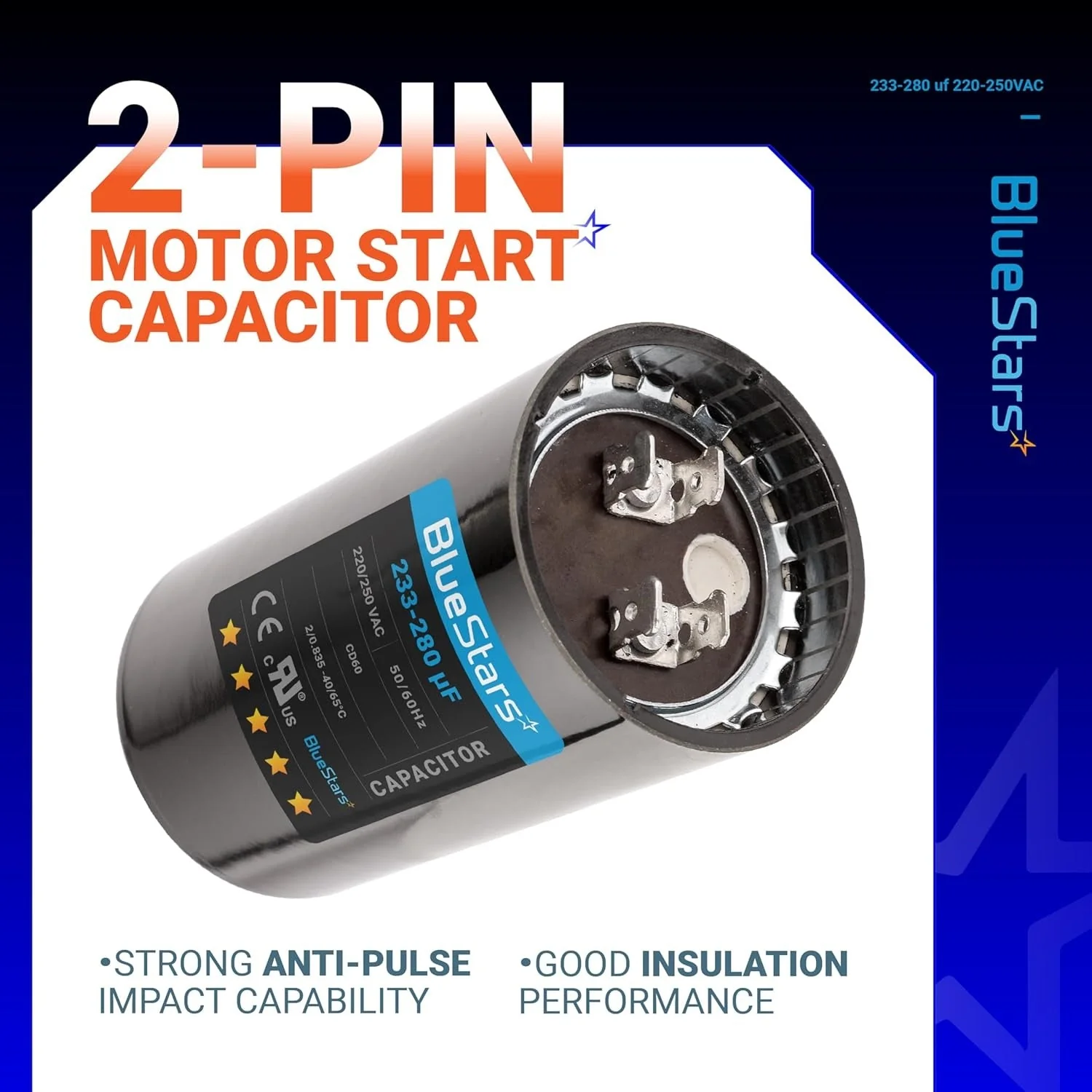 233-280 uF MFD 220-250 VAC ±20% Round Motor Start Capacitor 50/60 Hz AC Electric Replacement - Image 7