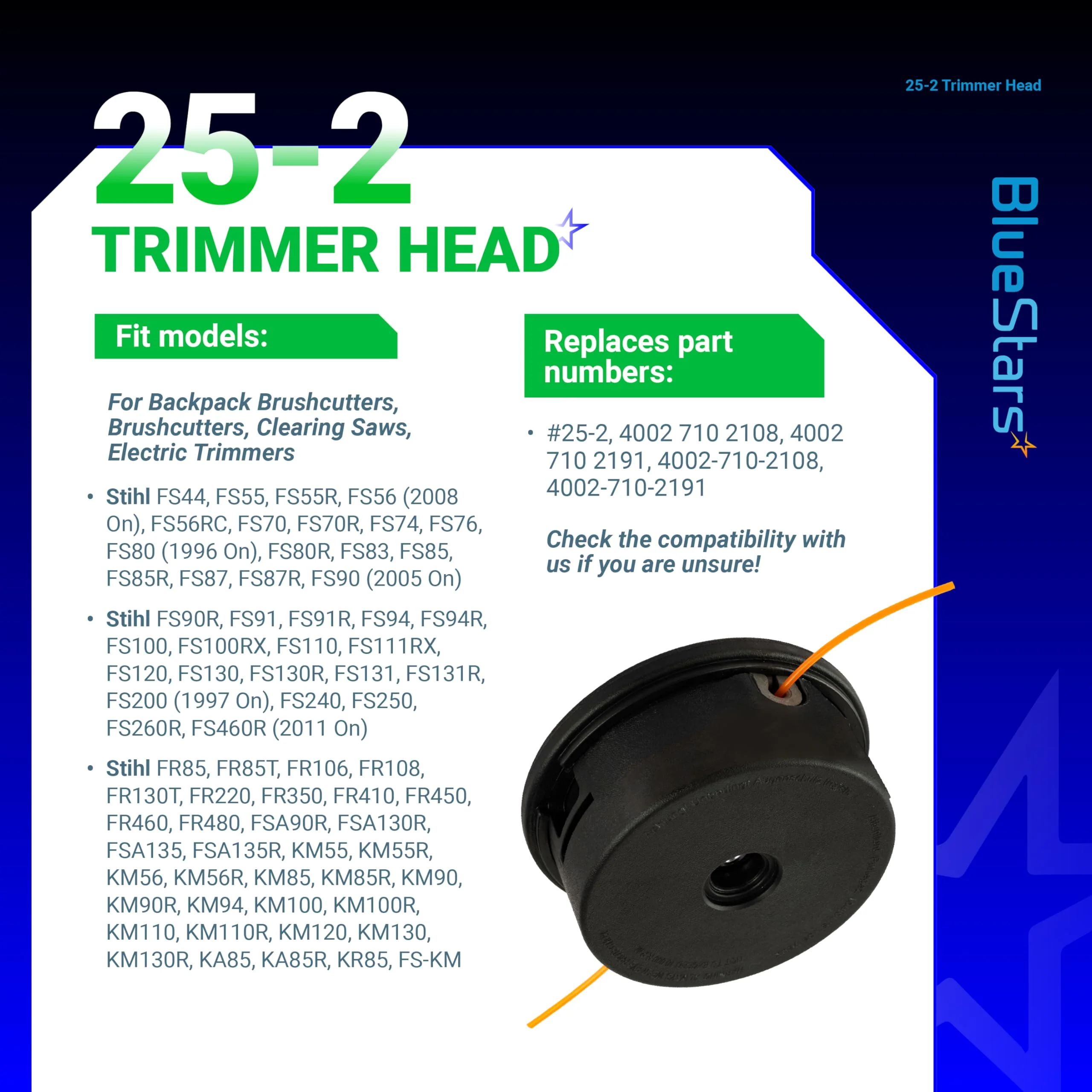 25-2 AutoCut Trimmer Head - Fits Stihl FS55 FS56 FS70 FS80 - Replaces 4002-710-2191 - 2 Pack - Image 3