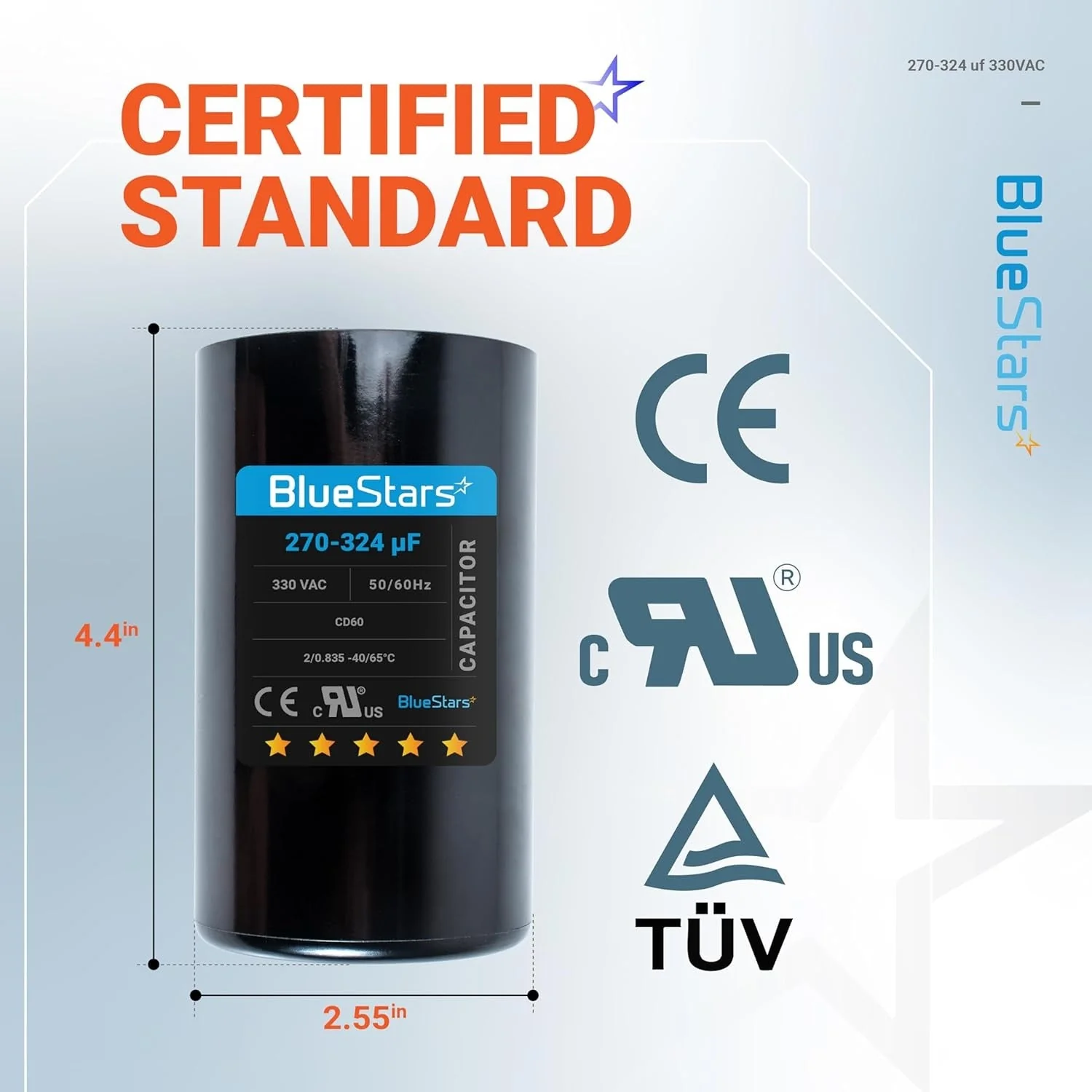 270-324 uF MFD 330 VAC Round Start Capacitor 50/60 Hz - Fits Air Conditioner or Heat Pump Condenser - Image 5