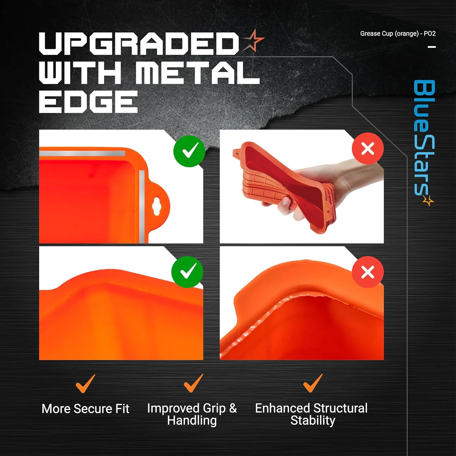 Silicone Grease Cup Liners - Fits Blackstone Griddles - Metal-Reinforced Rim, Heat-Resistant Reusable Drip Pan - 2 Pack - Image 5