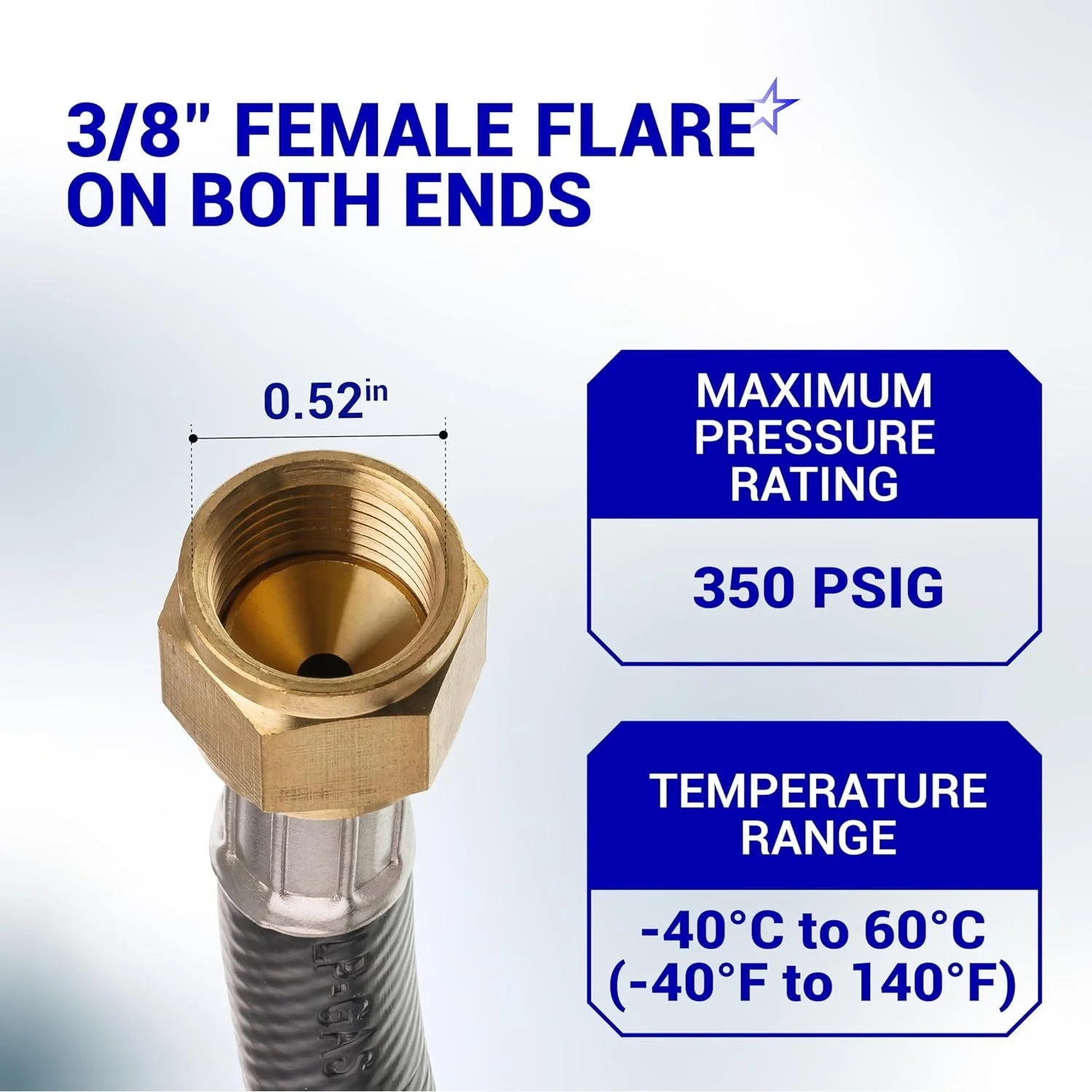 3 Feet RV Propane Hose Connector Assembly - 3/8" Female Flare x 3/8" Female Flare Quick Connect Hose 59913 - Image 3