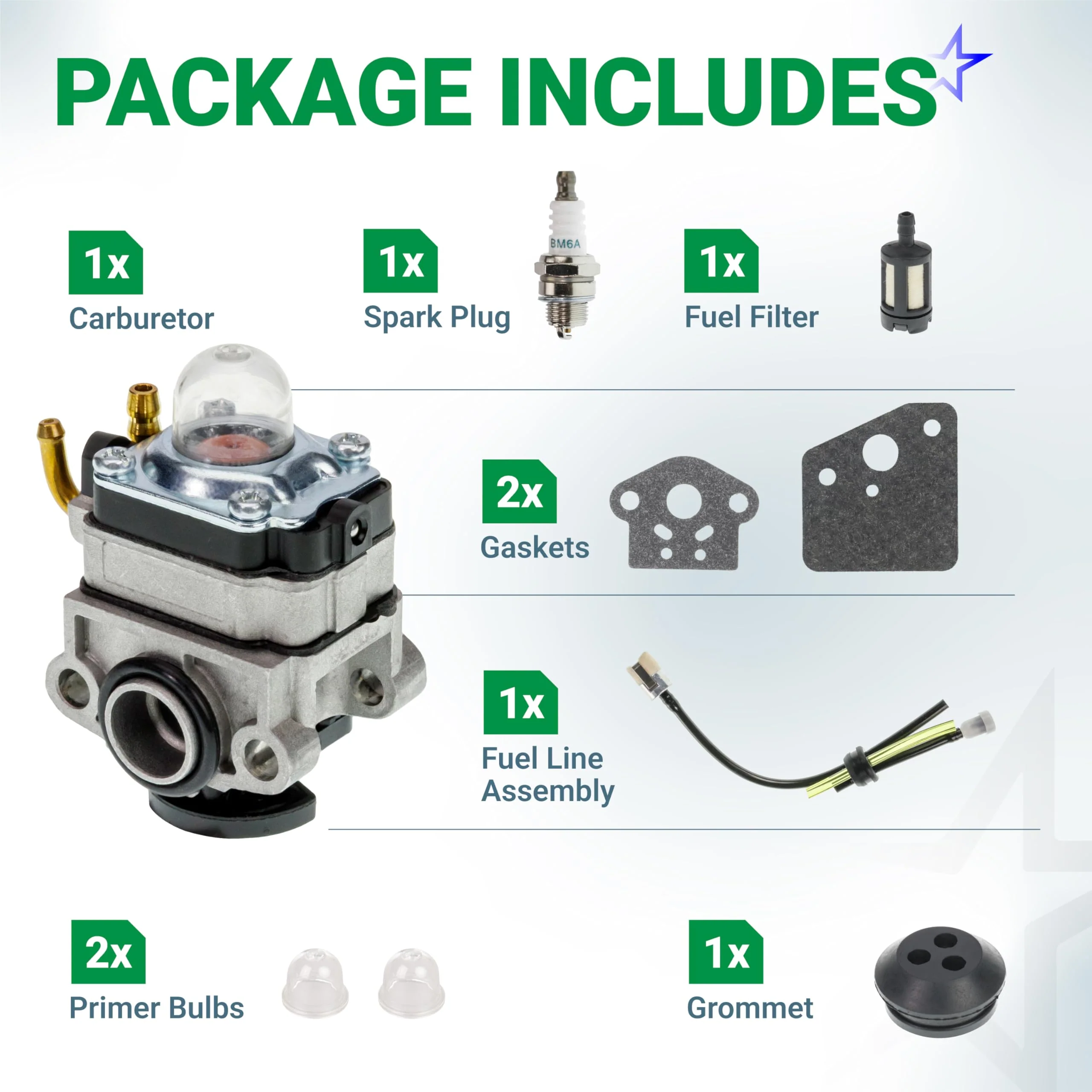 309375002 Carburetor Kit - Fits Ryobi Homelite C430 S430 X430 30cc String Trimmer - Image 3
