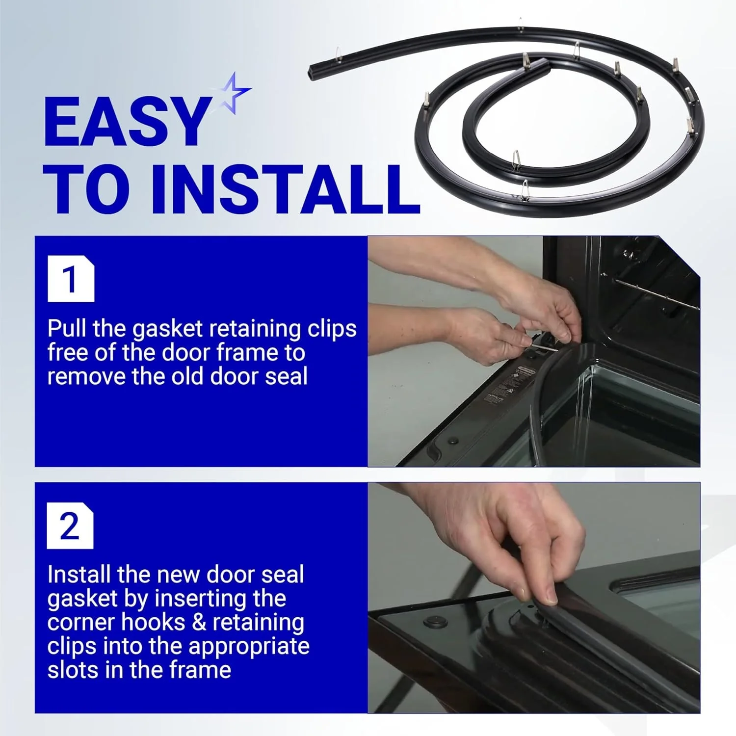 316239700 Range Oven Door Seal Gasket 50.45" with 12 Mounting Clips for Frigidaire Kenmore Oven - Image 8