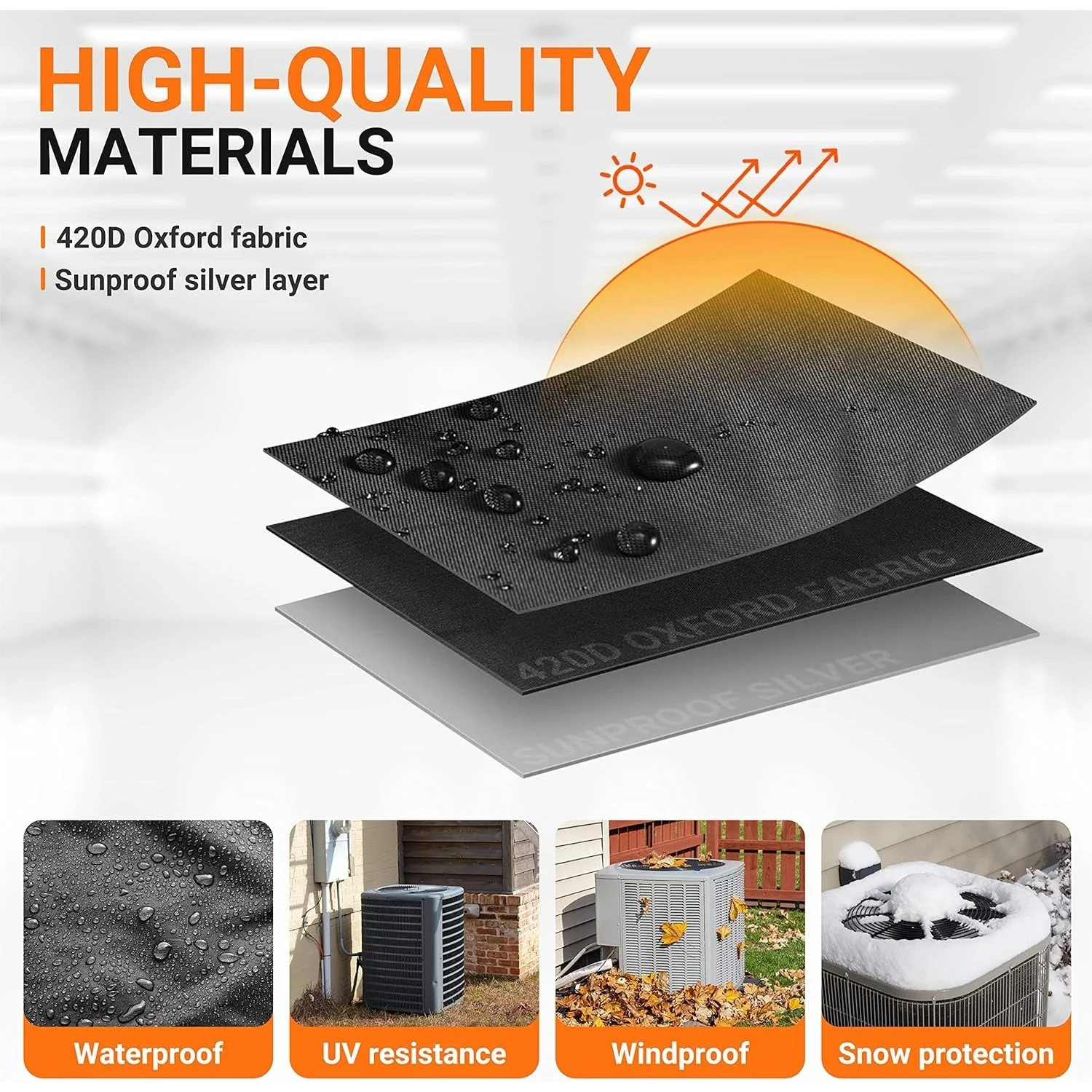 32"x32"x36" Central Air Conditioner Cover for Outside Units - Waterproof & Windproof Outdoor AC Units Cover (Black) - Image 3
