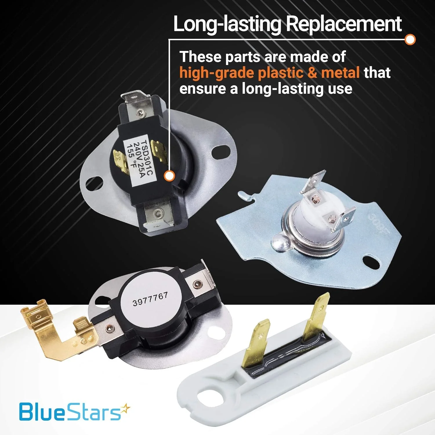 3387134 Cycling Thermostat 3392519 Thermal Fuse 3977393 Thermal Cut-off Switch 3977767 Hi-Limit Thermostat for Dryers - 2 Pack - Image 6