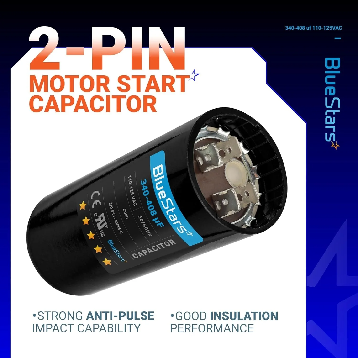 340-408 uF MFD 110-125 VAC ±20% Round Start Capacitor 50/60 Hz - Fits Single-Phase Motors, Gear Motors - Image 7