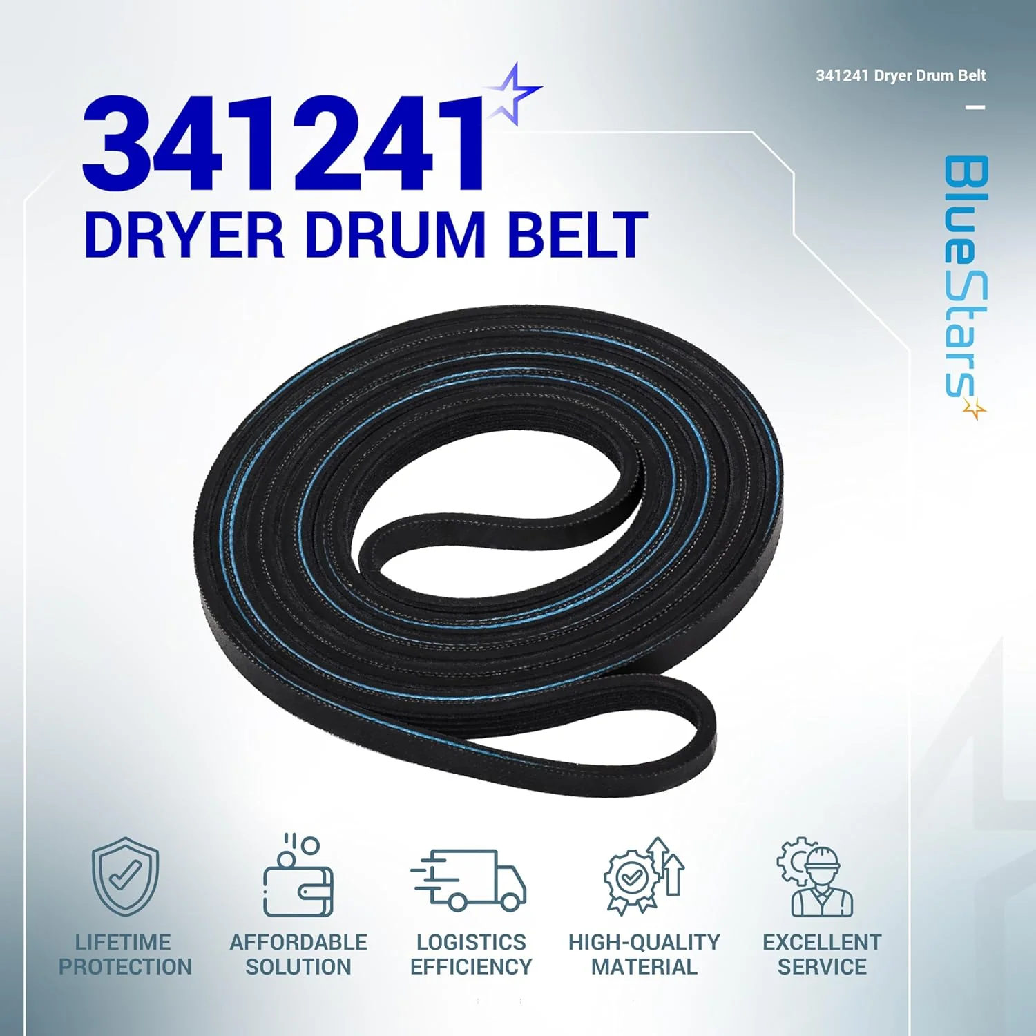 341241 Dryer Drum Belt for Whirlpool Kenmore Dryers - Replaces 8066065 AP2946843 - 4 Pack - Image 9