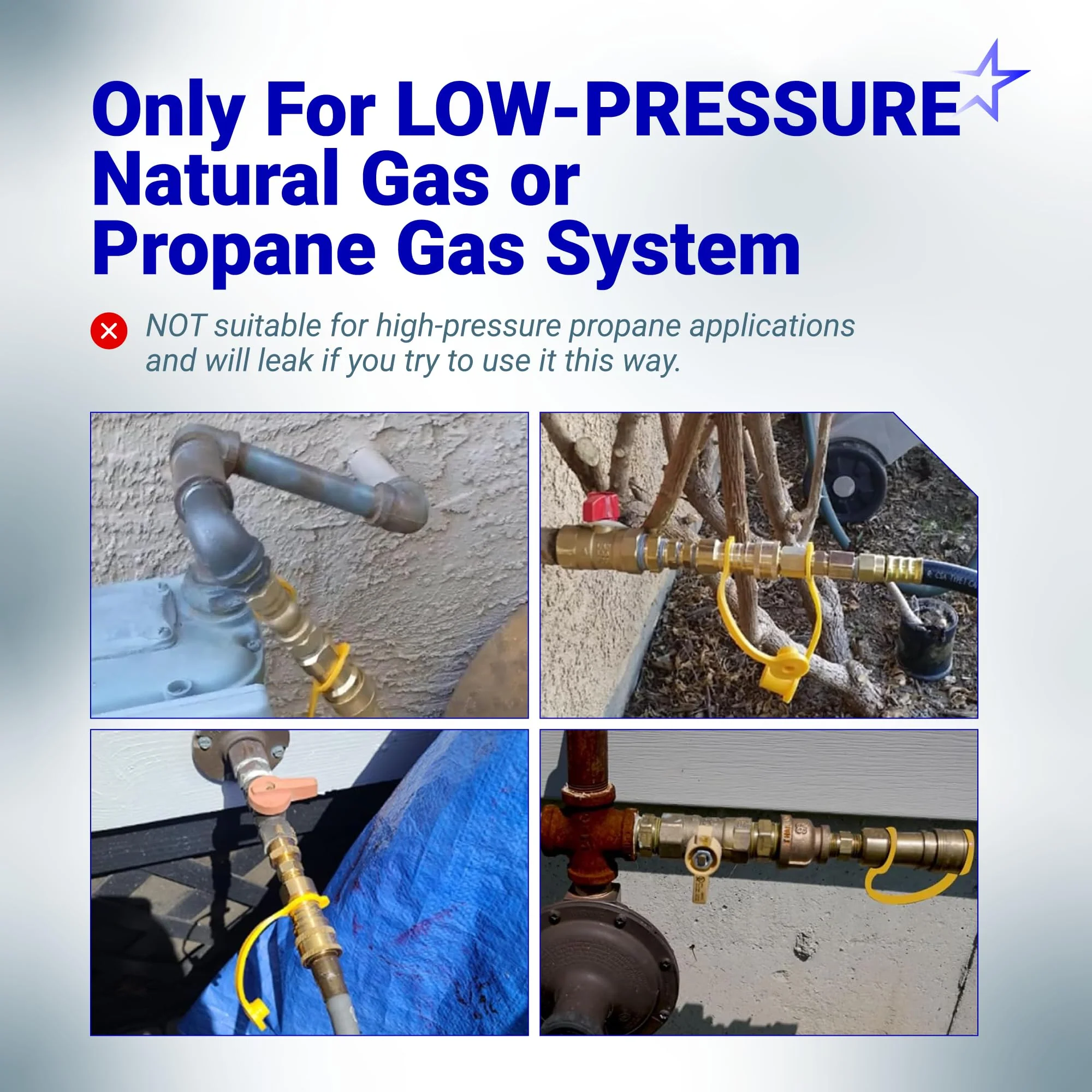 3/8" Natural Gas Quick Connect Fittings - LP Propane Hose Quick Disconnect Assembly for Low Pressure Propane / Natural Gas Systems RV Grills Heaters - Image 7