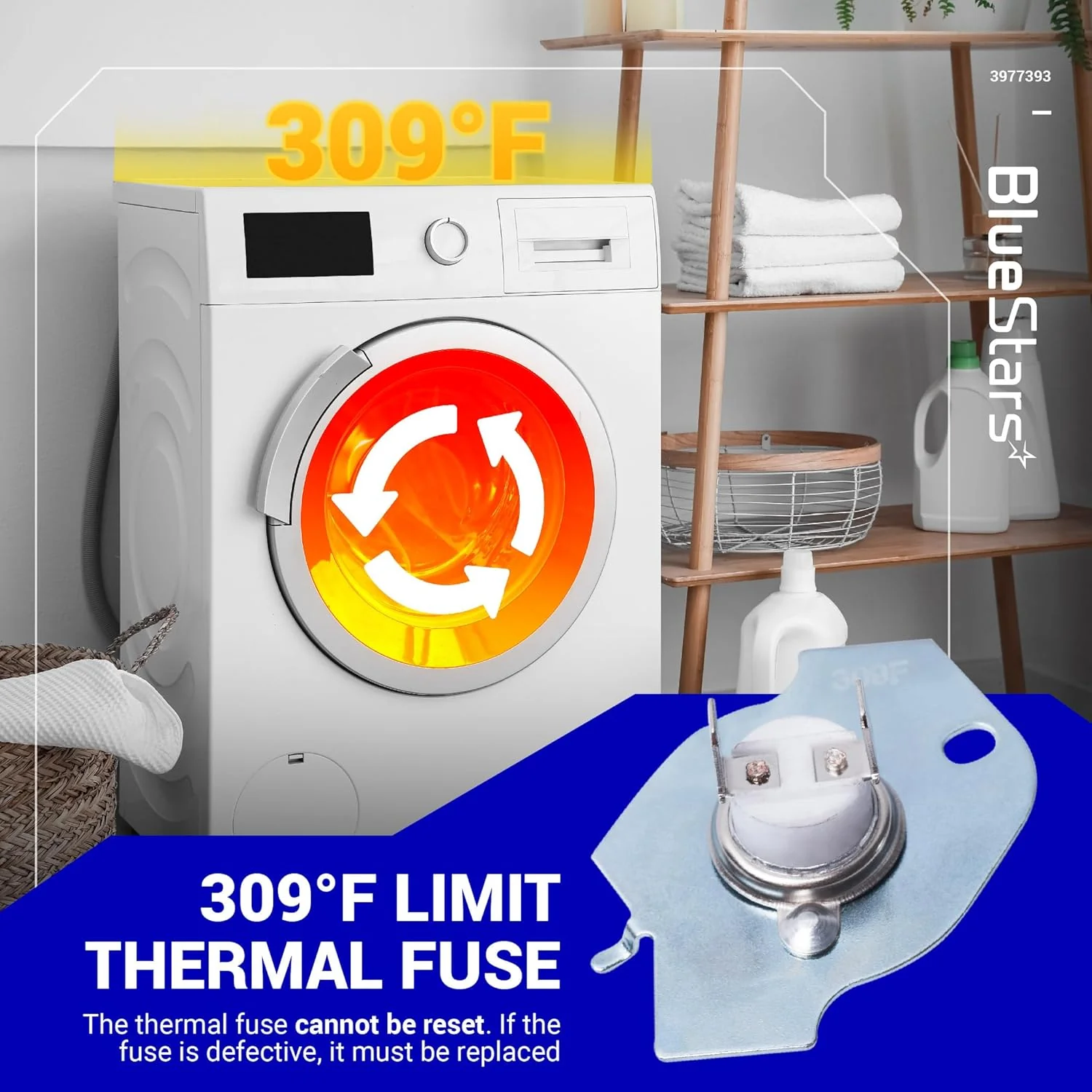 3977393 Dryer Thermal Fuse - For Whirlpool & Kenmore Dryers - 6 Pack - Image 3