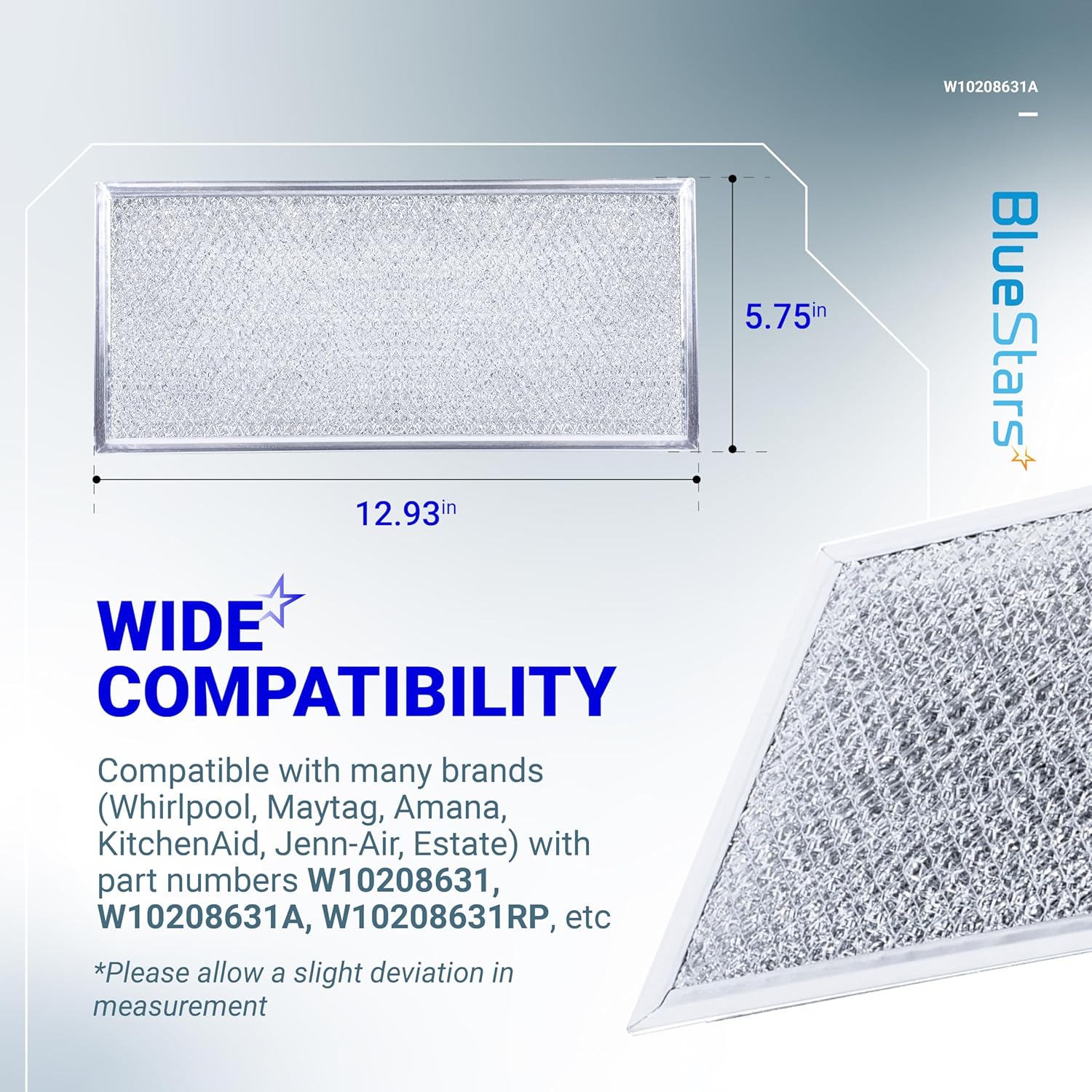 W10208631A Microwave Grease Filter Replacement 5.78" x 12.91" - For Whirlpool GE Microwaves - 3 Pack - Image 2
