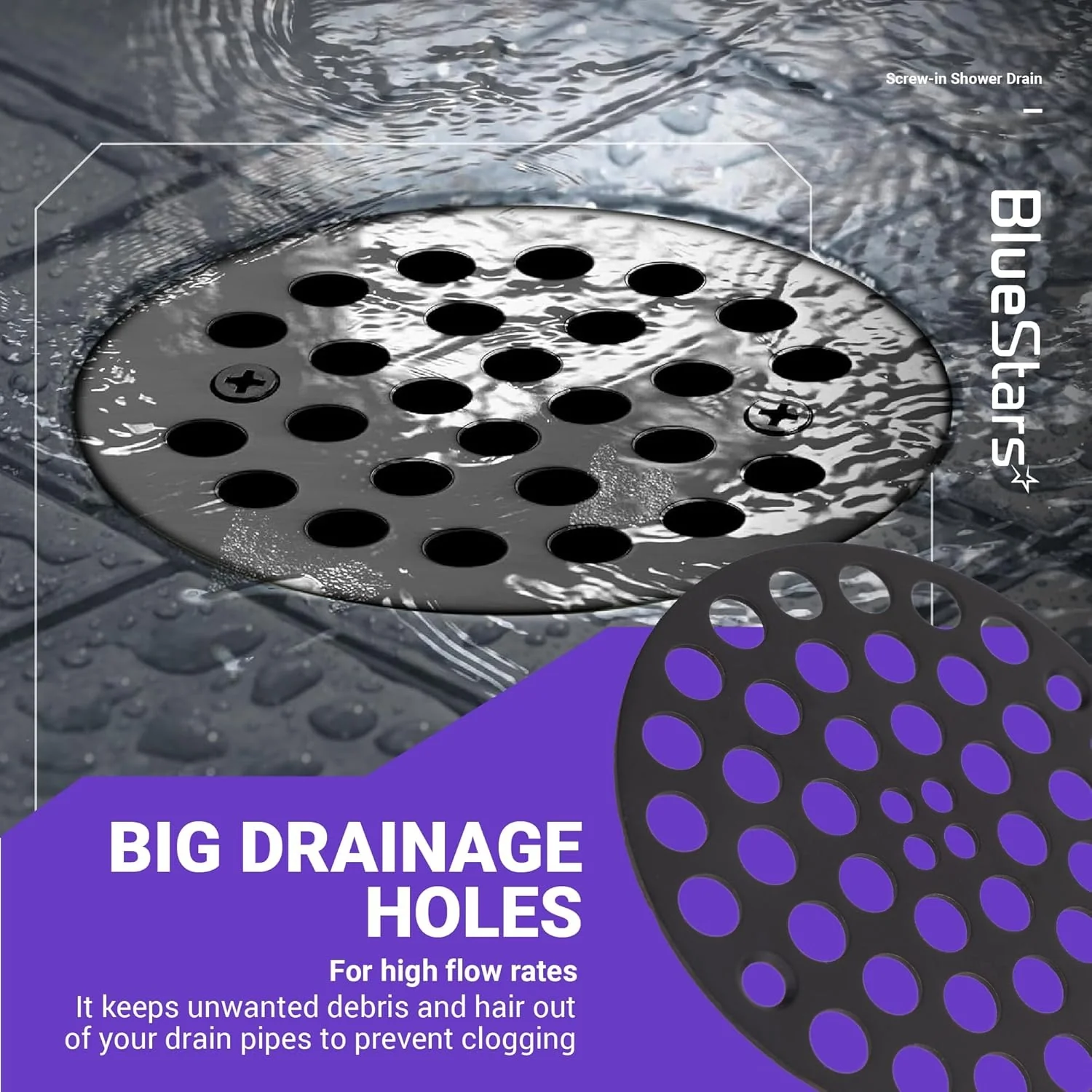 4-Inch Metal Screw-In Shower Drain Strainer Cover Kit - Complete Kit with Machine & Self-Tapping Screws - Image 7