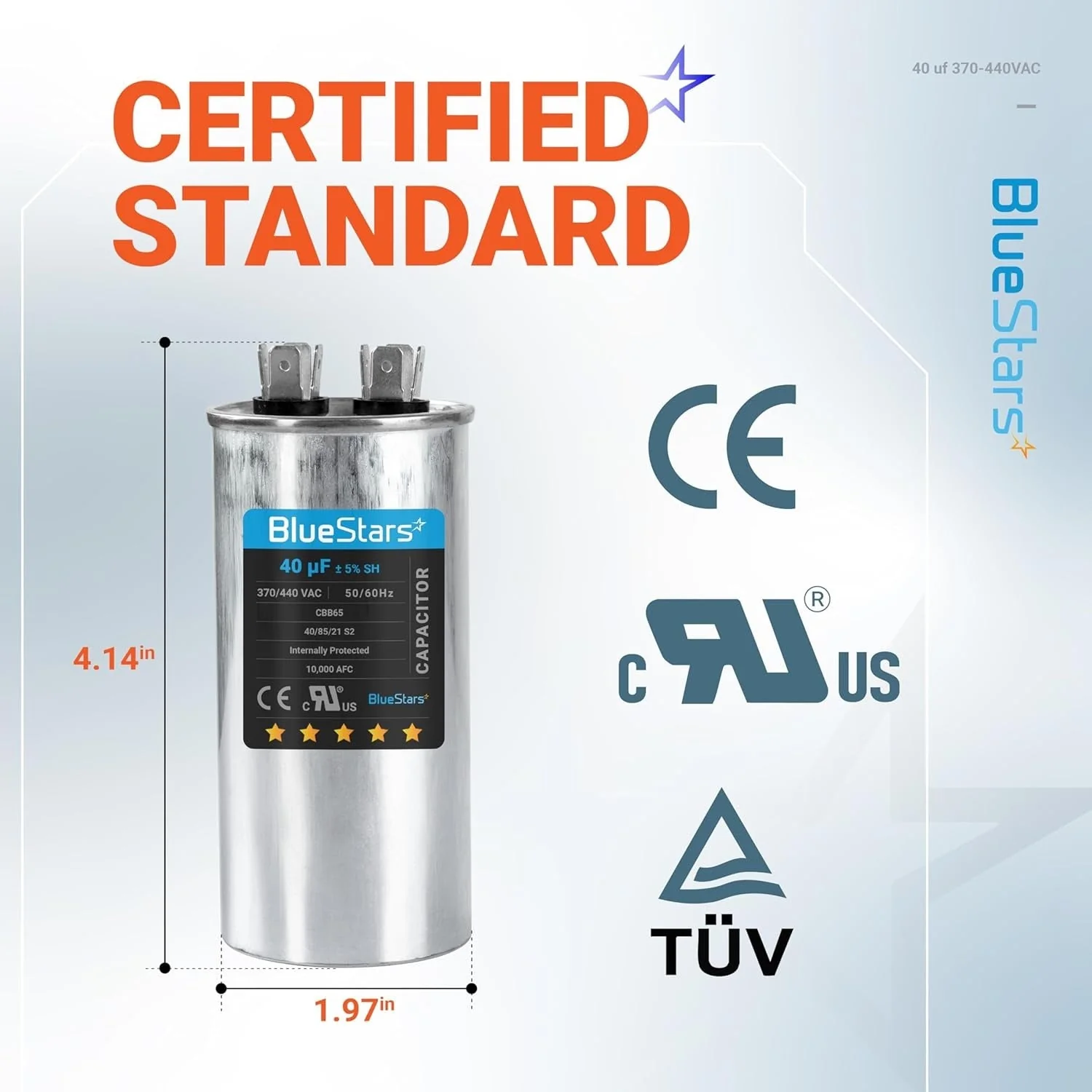 40 uF MFD 370/440 VAC CBB65A Round Run Start Capacitor - Fits AC Motor Run, Fan Start, Heat Pump - Image 5