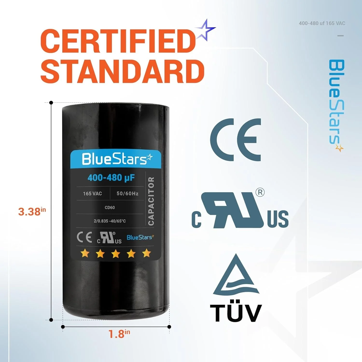 400-480 uF MFD 165 VAC CD60 Universal Round Motor Start Capacitor 50/60 Hz - Replacement for AC Electric Motor - Image 5