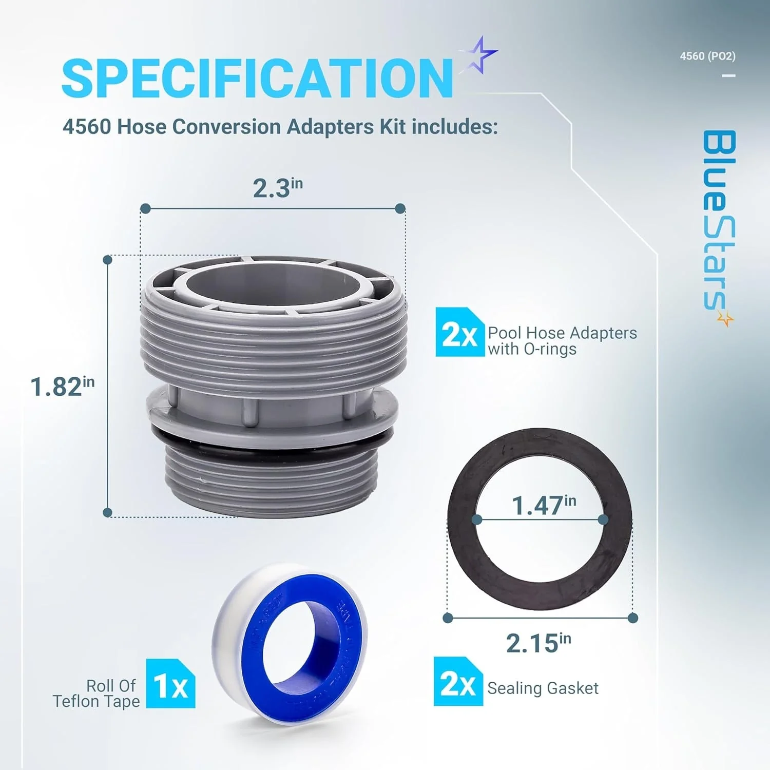 4560 40mm to 1 1/2 Inch Conversion Kit - Pool Hose Adapter For In-tex 26647EG SX2800, 26645EG SX2100, Coleman, Hayward - 2 Pack - Image 2
