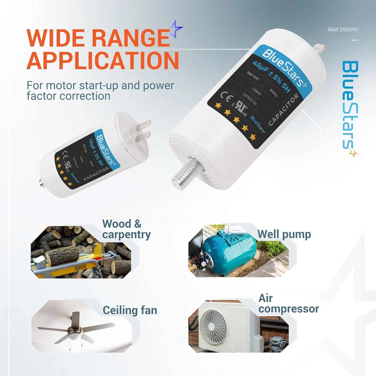 45 uF MFD 250 VAC CBB60 50/60 Hz Run Capacitor with Screw - Fits AC Motors, Electric Motors, Water Pumps - Image 4